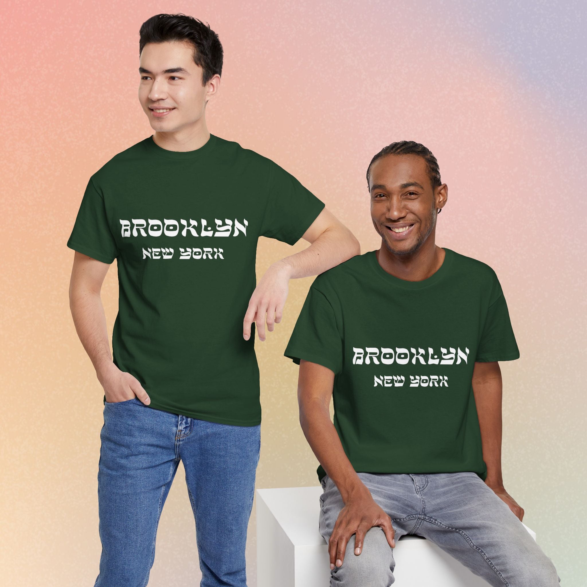 Brooklyn New York Hebrew Script - Unisex Heavy Cotton Tee
