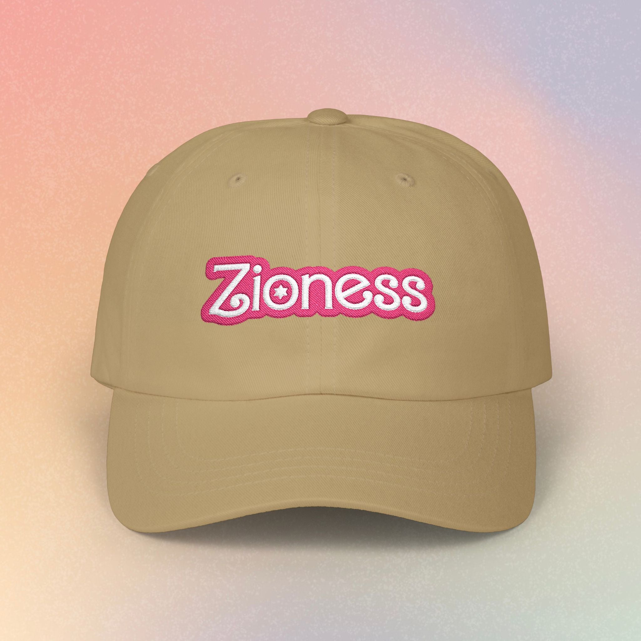 Zioness Embroidered Baseball Cap – Pink Barbie Font Jewish Pride Baseball Hat