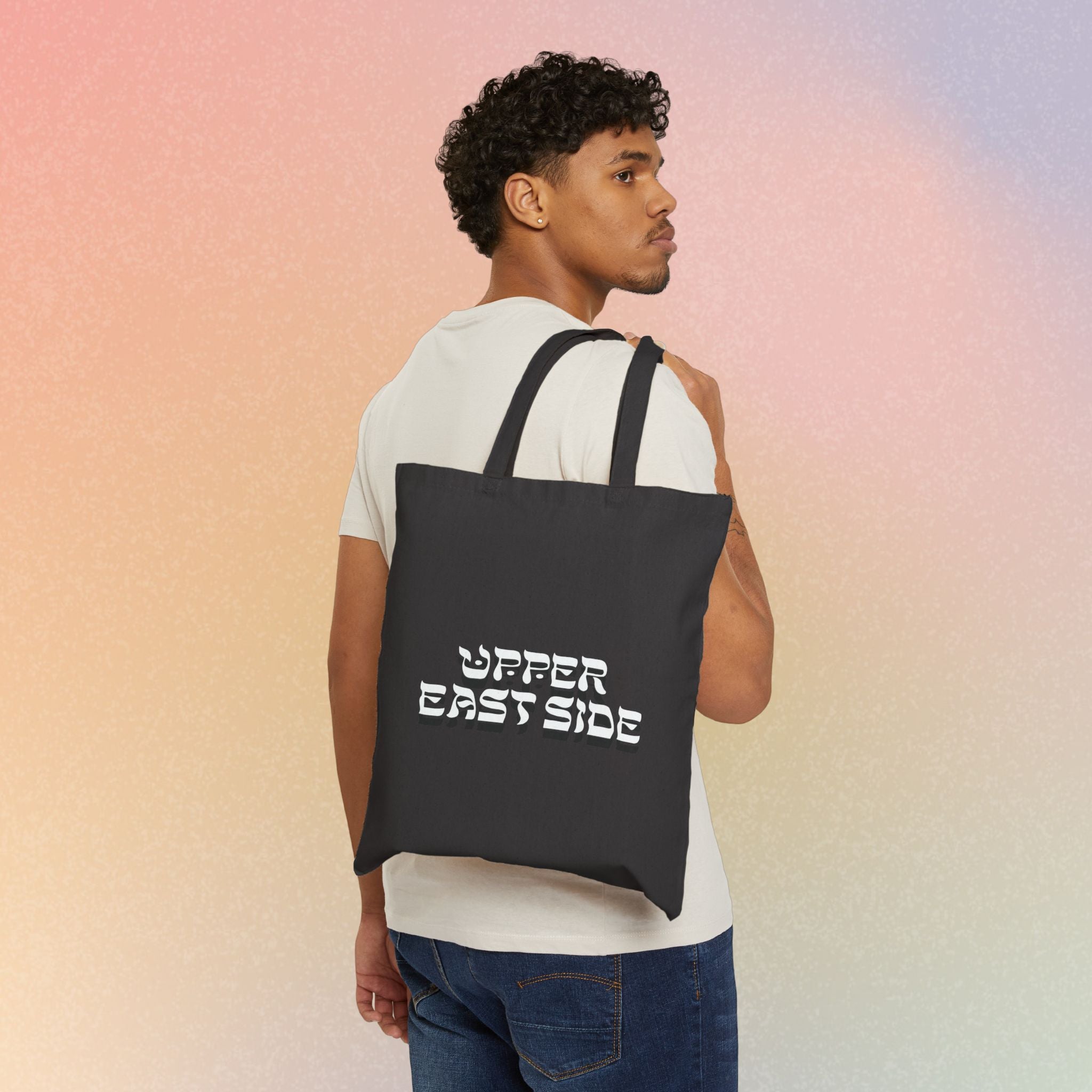 Upper East Side Hebrew Style Font Cotton Canvas Tote Bag