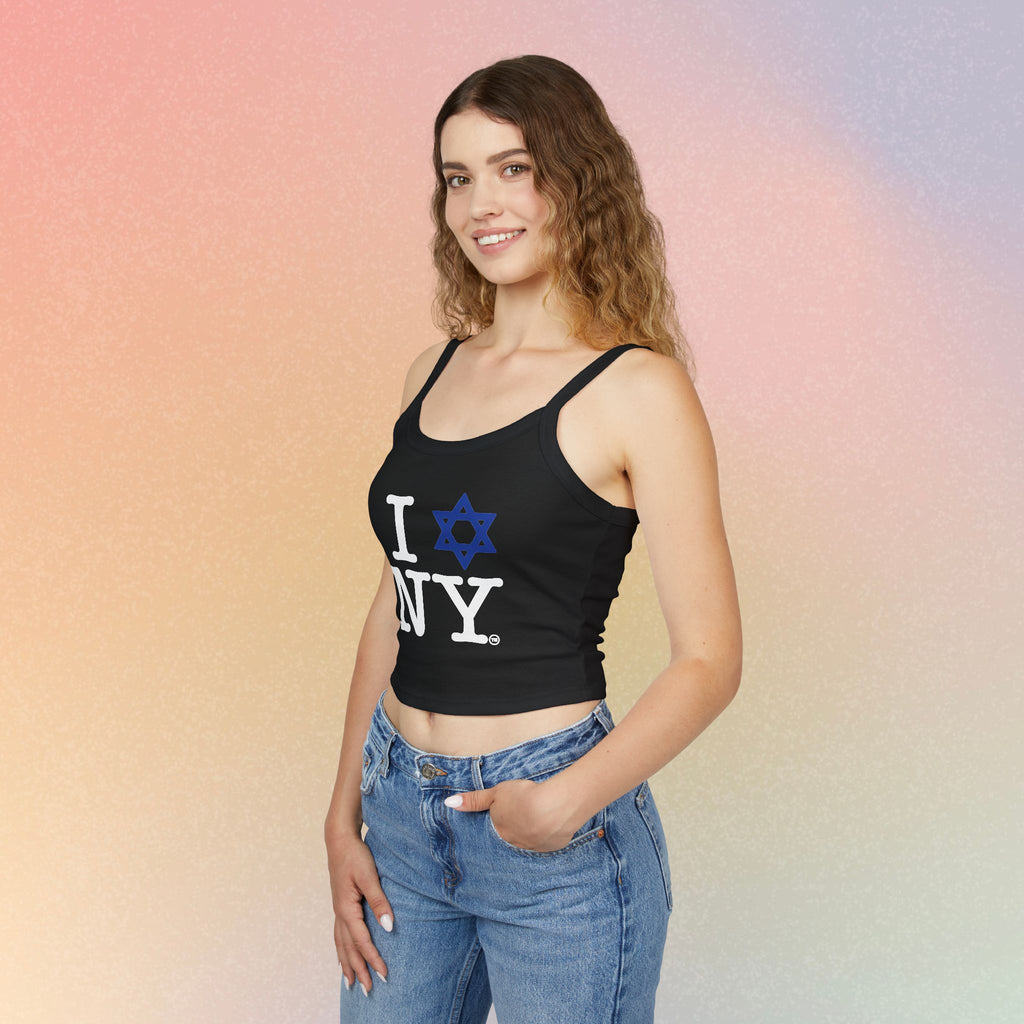 I Love New York Jewish Star Tank Top — Jewish Pride NYC Spaghetti Strap Crop