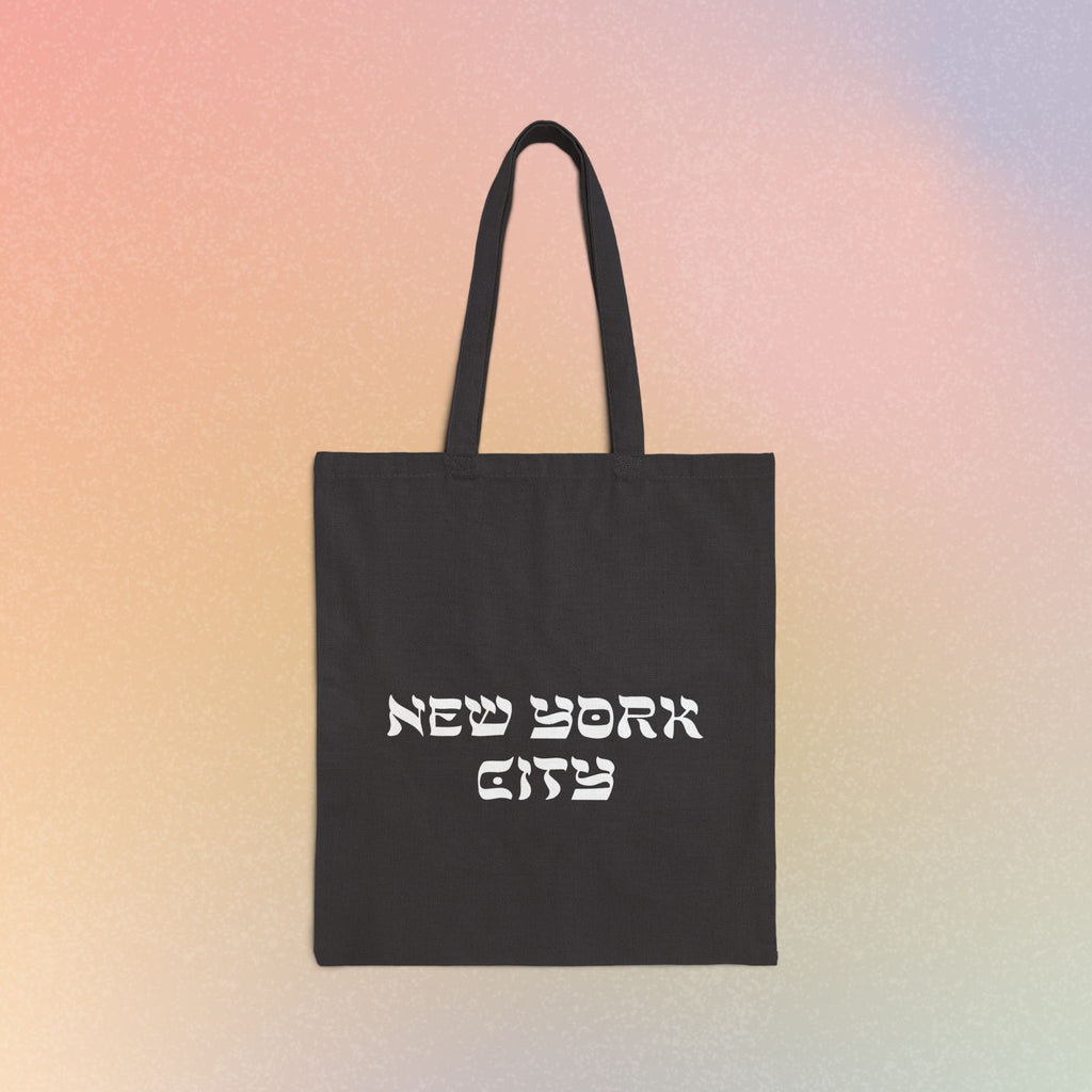 New York City Hebrew Style Font Cotton Canvas Tote Bag - NYC Jewish Pride
