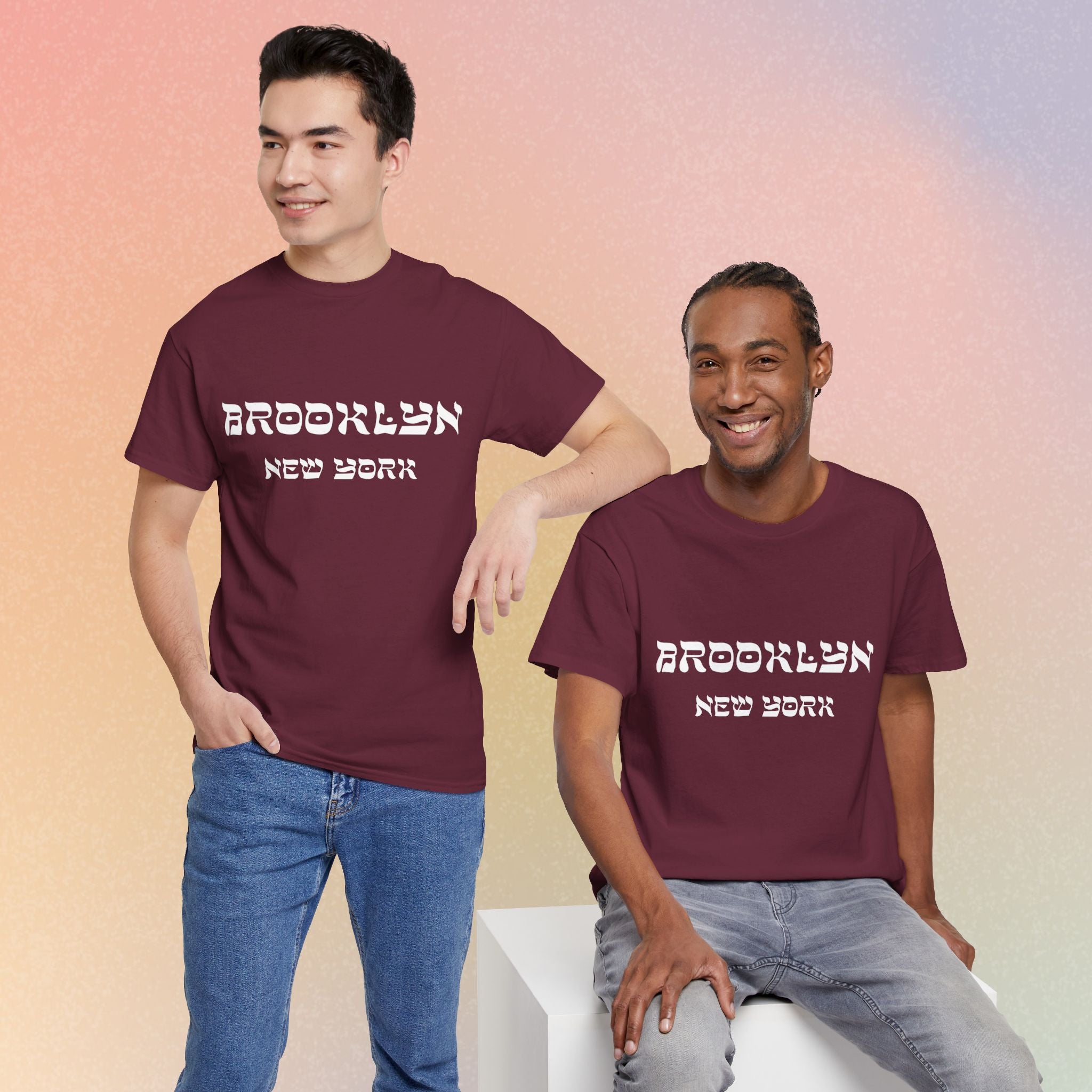 Brooklyn New York Hebrew Script - Unisex Heavy Cotton Tee