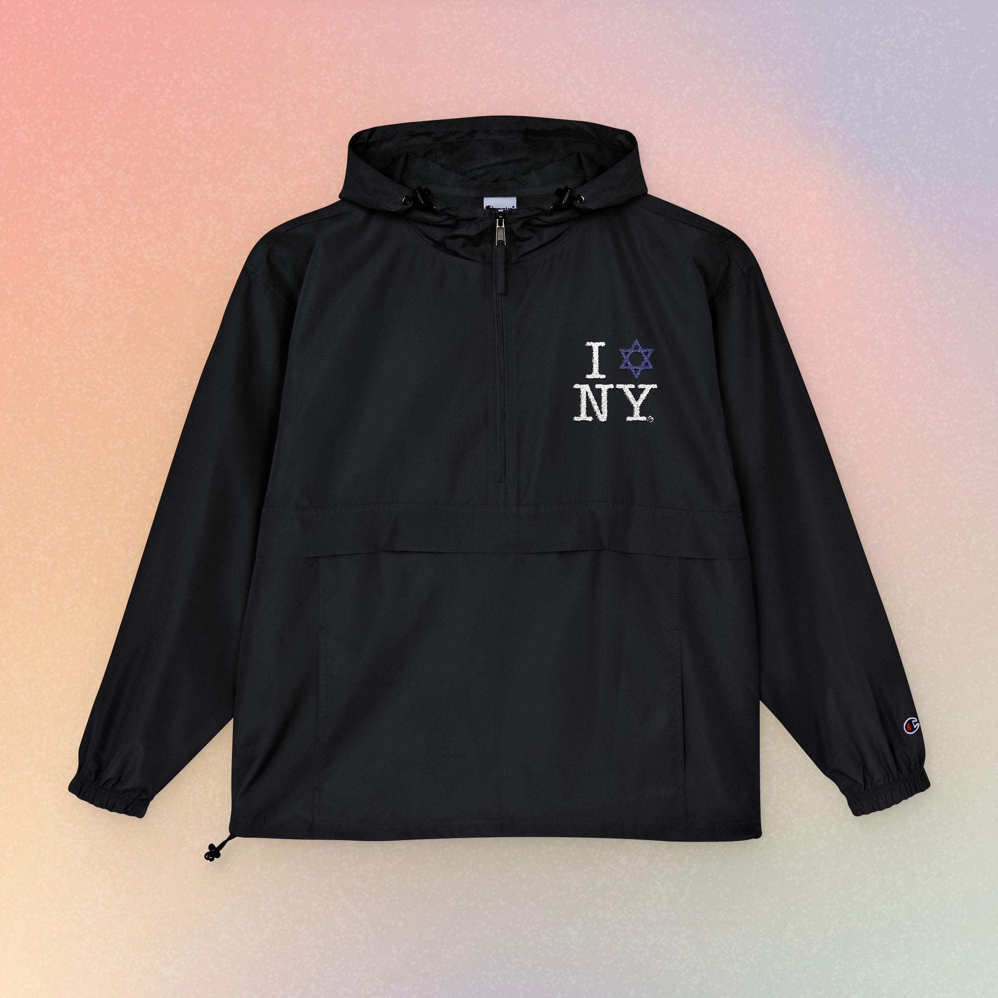 I Love NY Jewish Star Embroidered Champion Waterproof Anorak Jacket