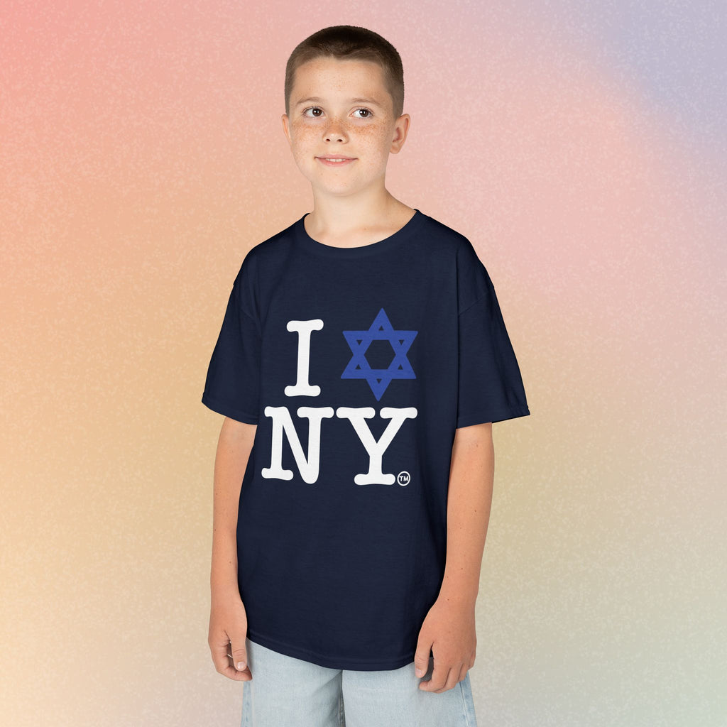 Kids I Jewish Star Love NY T-Shirt — Youth Jewish New York Pride Tee