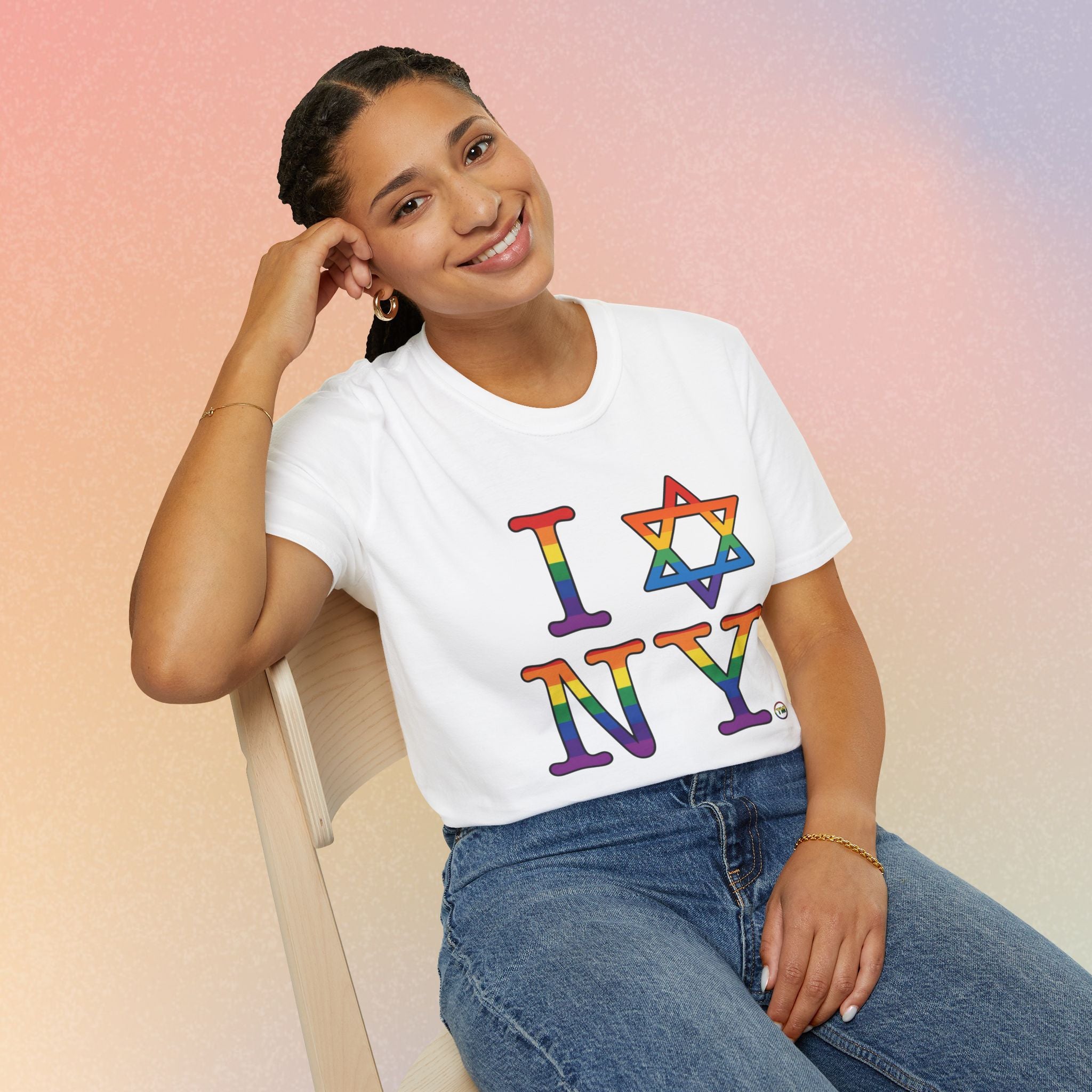 I Love NY Jewish Star LGBTQ Pride Unisex Softstyle T-Shirt
