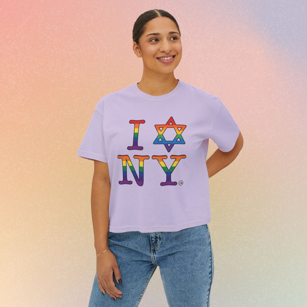 I Love NY Jewish Star LGBTQ Jewish Pride Women's Boxy Tee