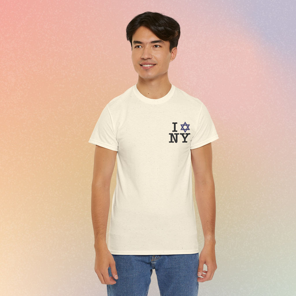 I Love NY Jewish Star Embroidered T-Shirt (Light Colors) | Jewish New York Tee