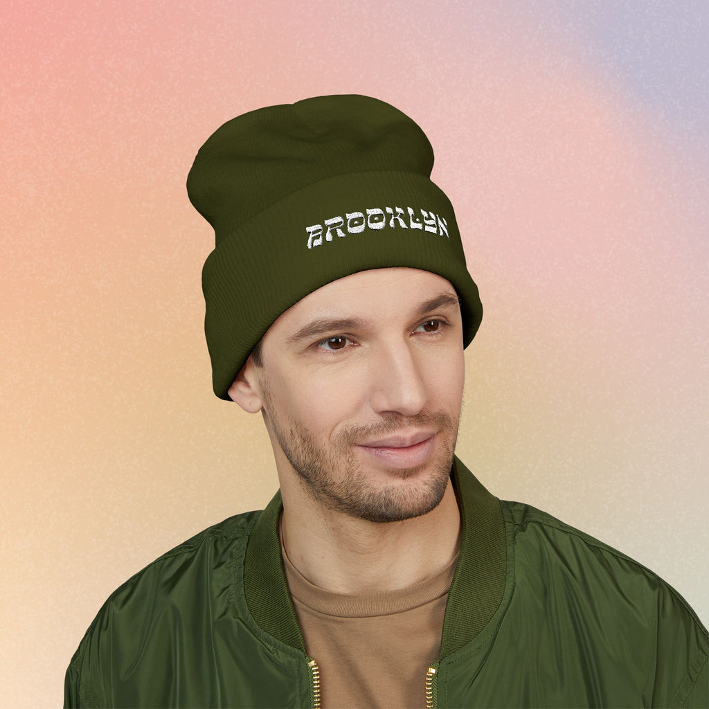 Brooklyn Hebrew Style Font Classic Cuffed Beanie (Embroidery)