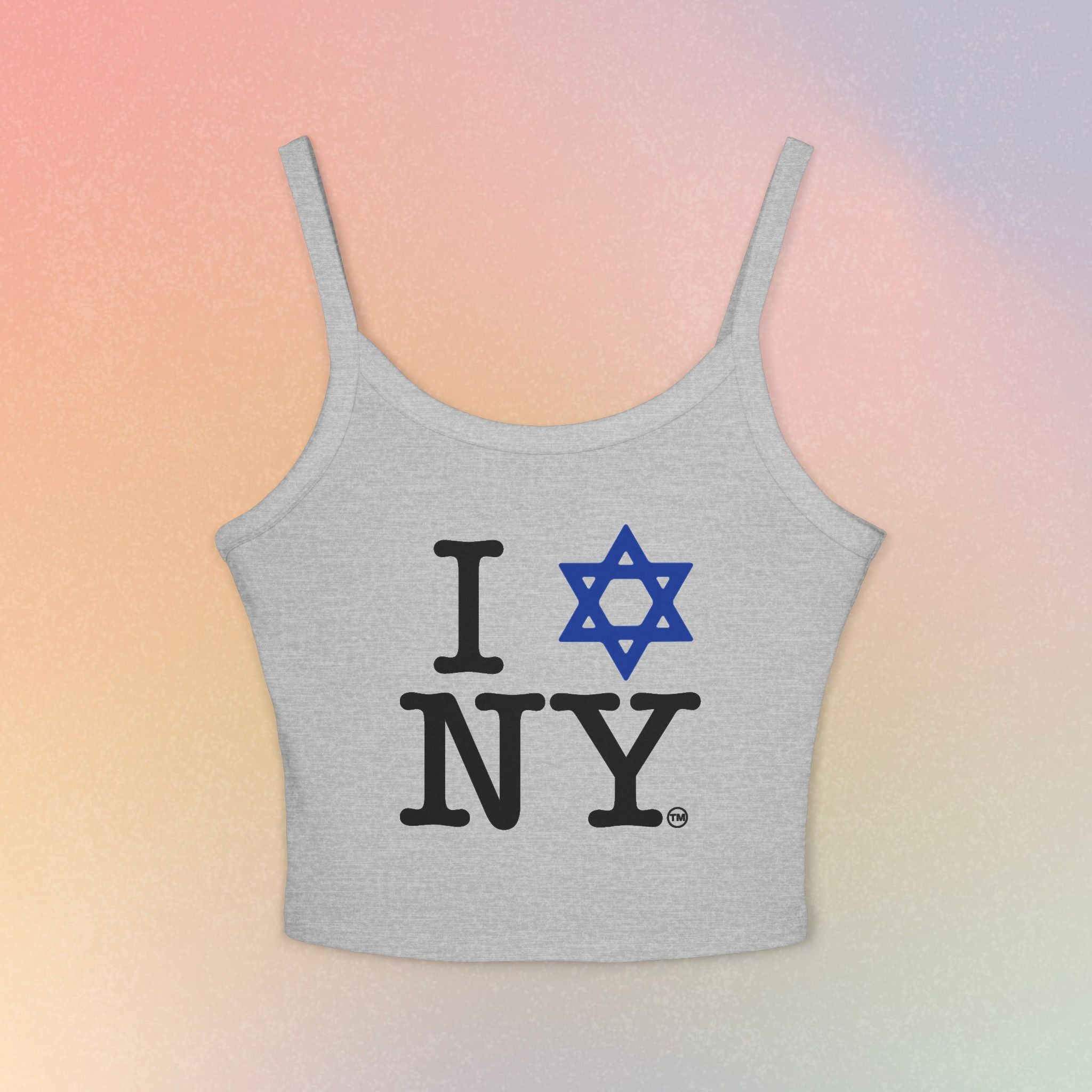 I Love New York Jewish Star Tank Top — Jewish Pride NYC Spaghetti Strap Crop
