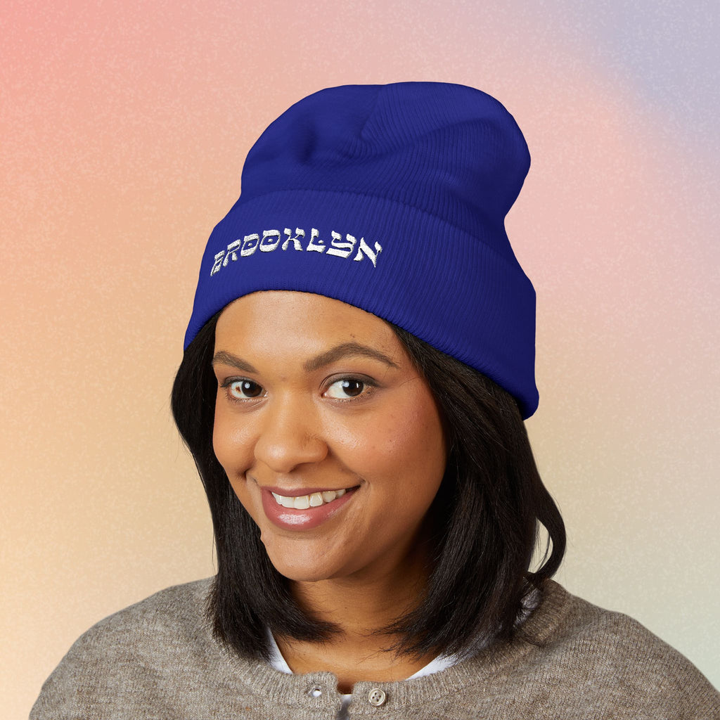 Brooklyn Hebrew Style Font Classic Cuffed Beanie (Embroidery)