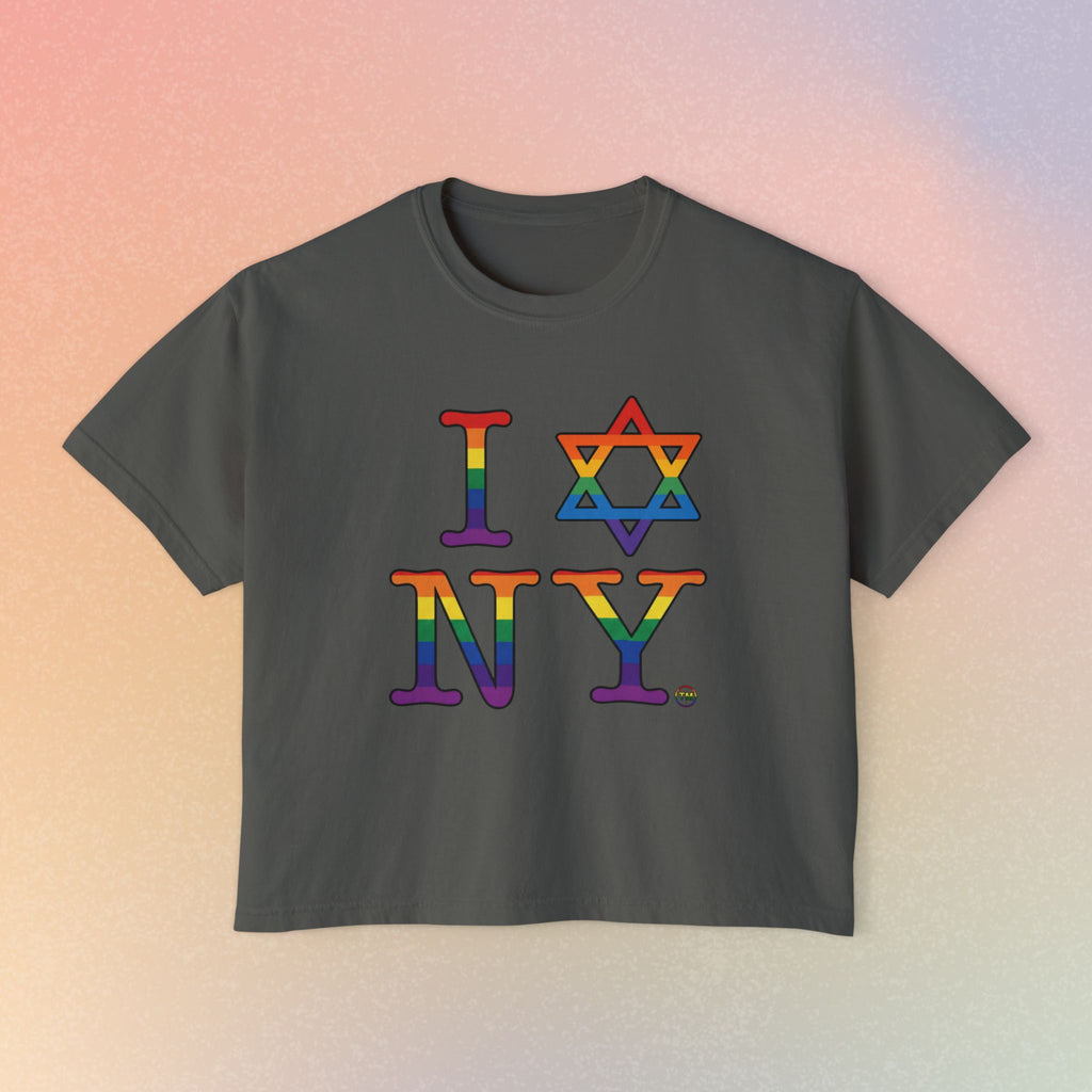 I Love NY Jewish Star LGBTQ Jewish Pride Women's Boxy Tee
