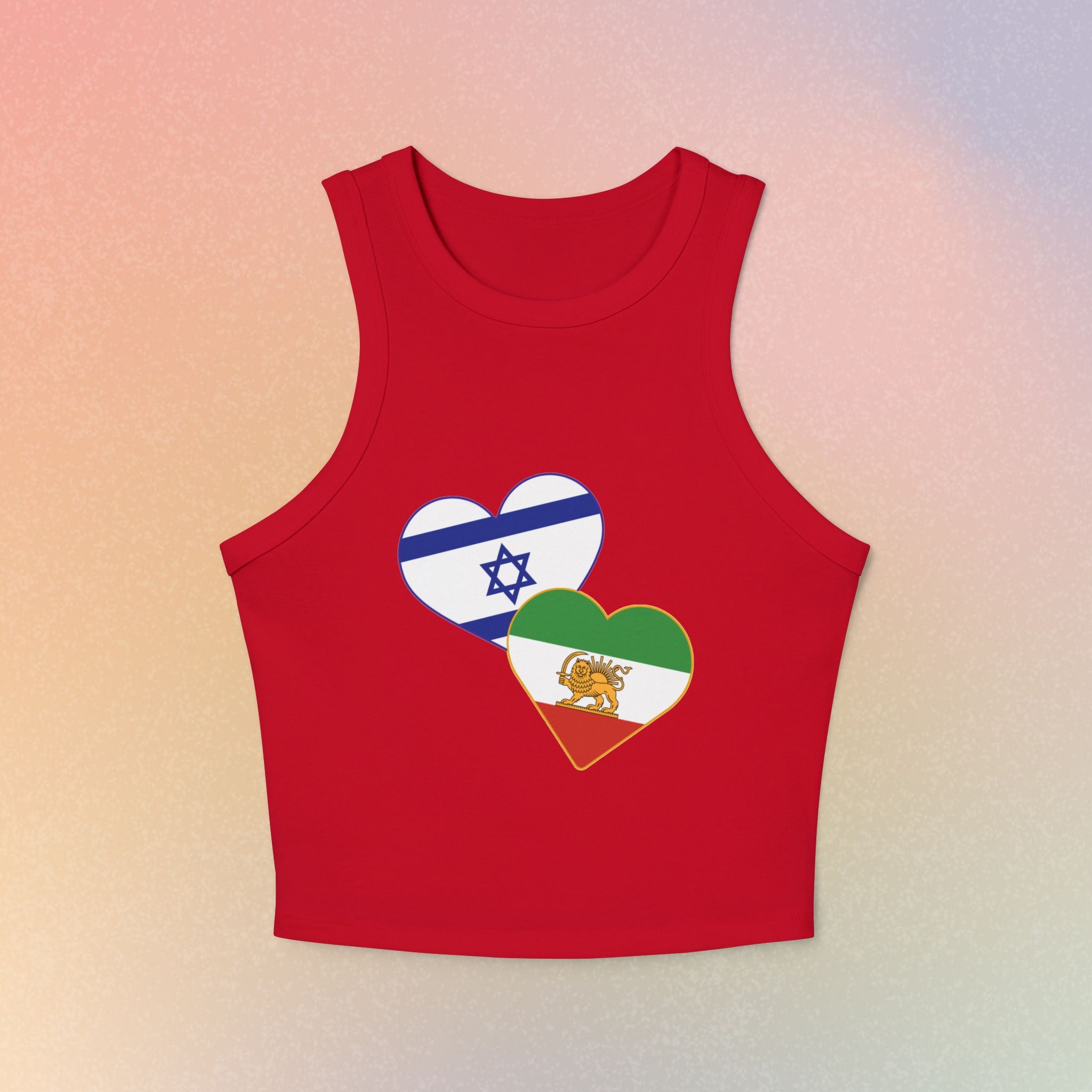Persian Israeli Flag Hearts Women's Tank Top | Dual Flag Love Racerback