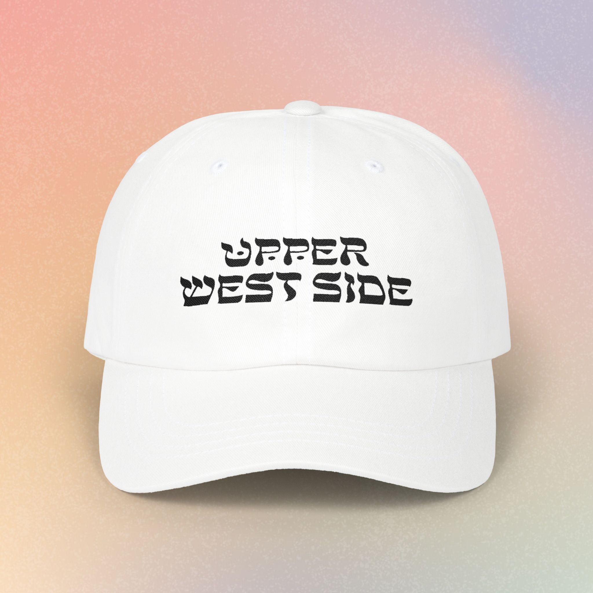Upper West Side Hebrew Font Baseball Cap | NYC Jewish Pride (Light Colors)