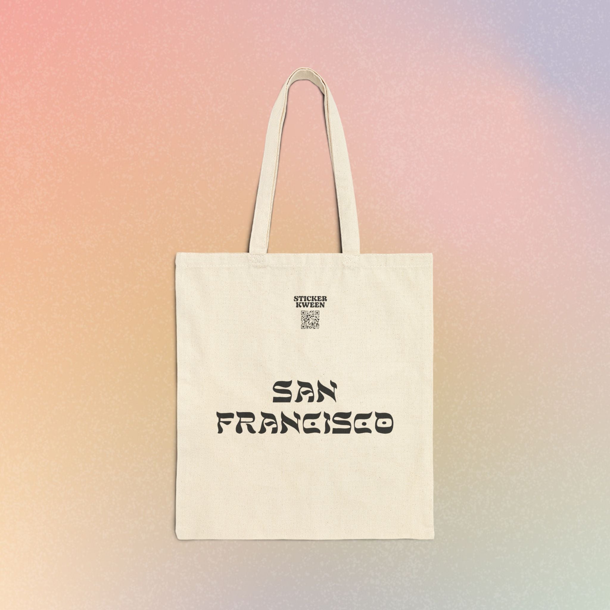 San Francisco Hebrew Style Font Cotton Canvas Tote Bag - California Jewish Pride