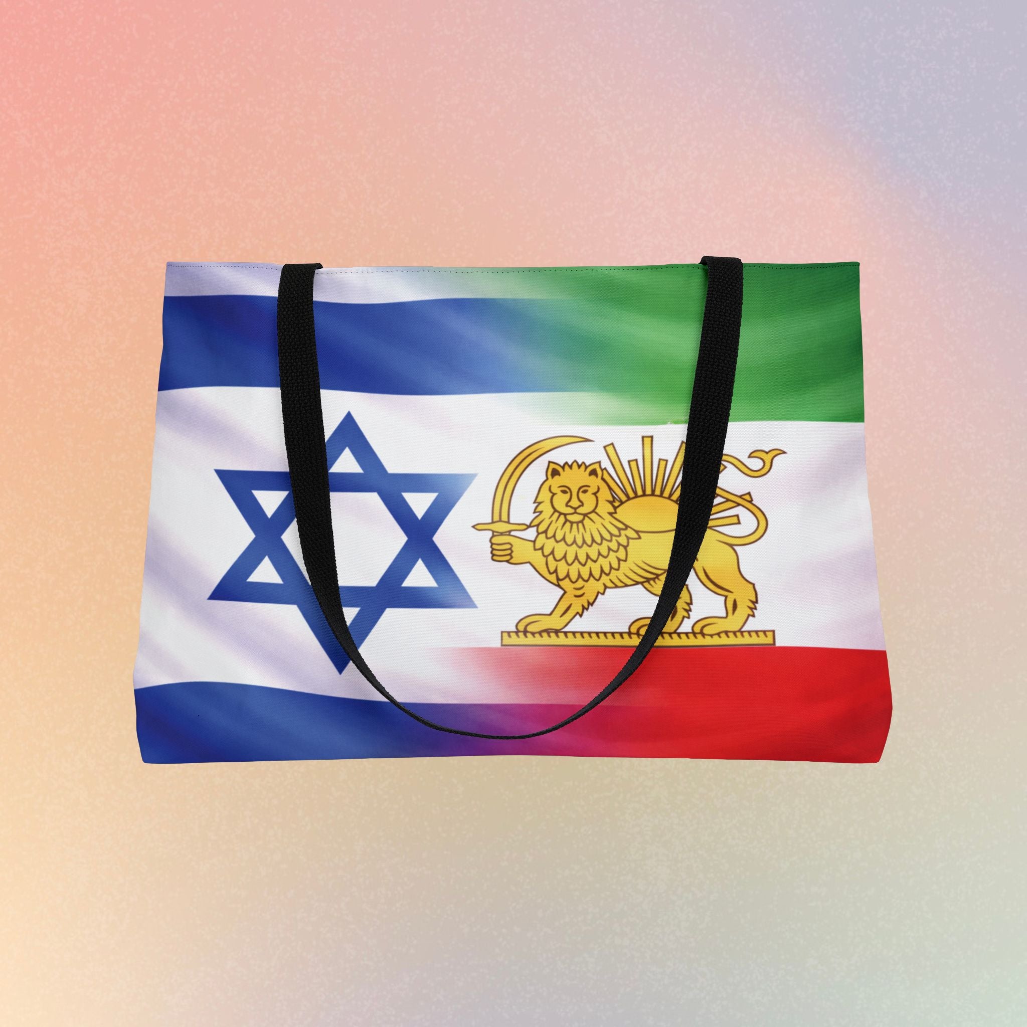 Persian-Israel Flag Large Shopping/Weekender Tote | Lion & Star of David Travel Bag