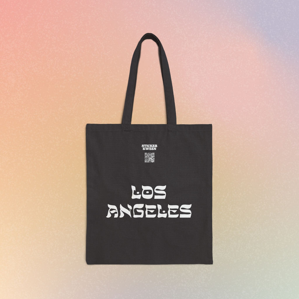 Los Angeles Hebrew Style Font Cotton Canvas Tote Bag - LA Jewish Pride