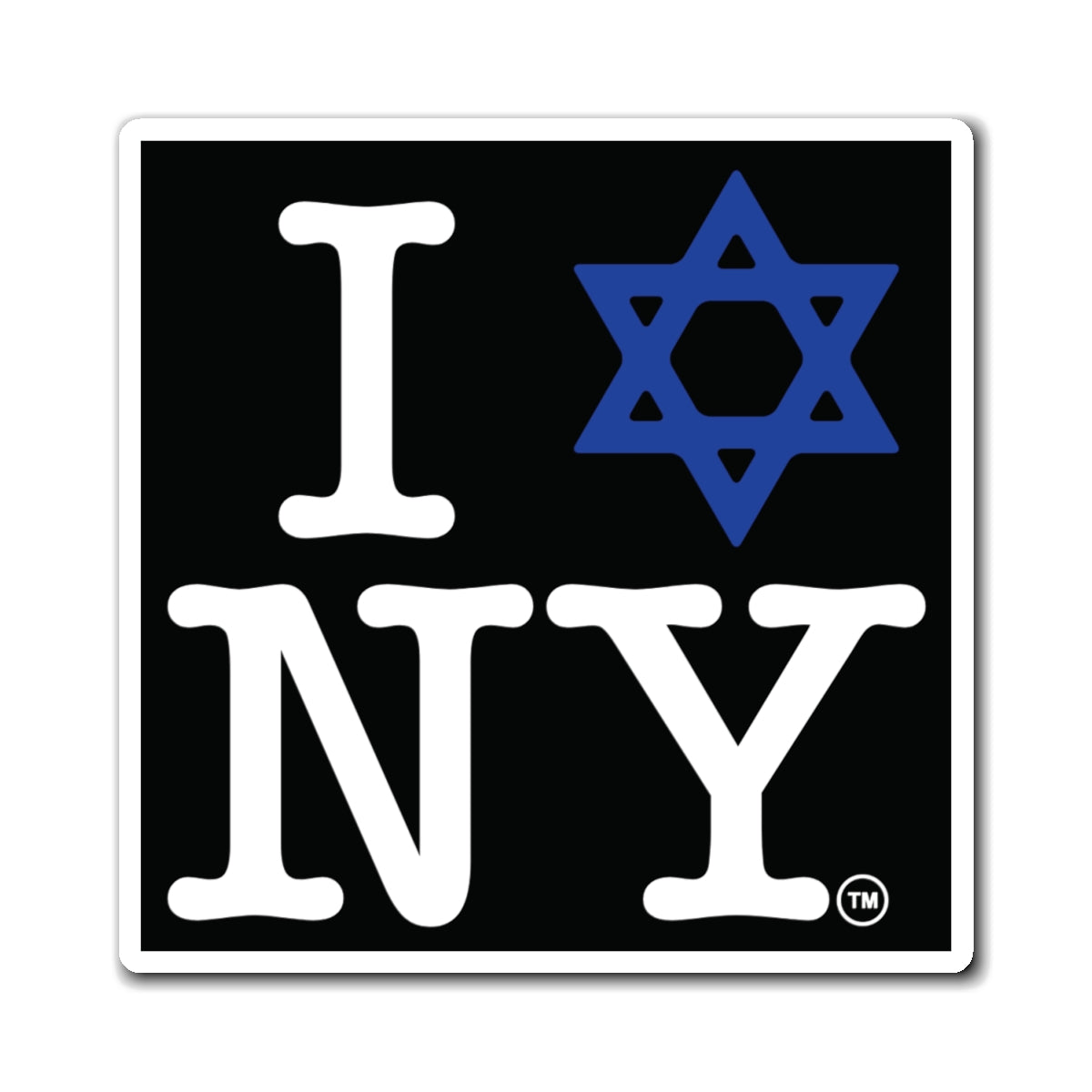 I Love NY Jewish Star Magnet — Jewish New York Fridge Magnet in Black (3 Sizes)