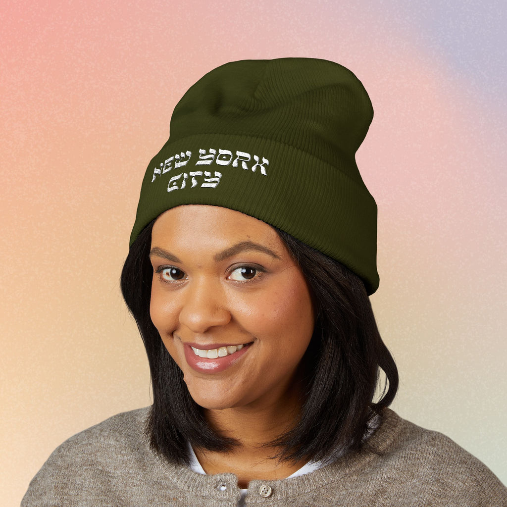 New York City Hebrew Style Font Classic Cuffed Beanie (Embroidery)