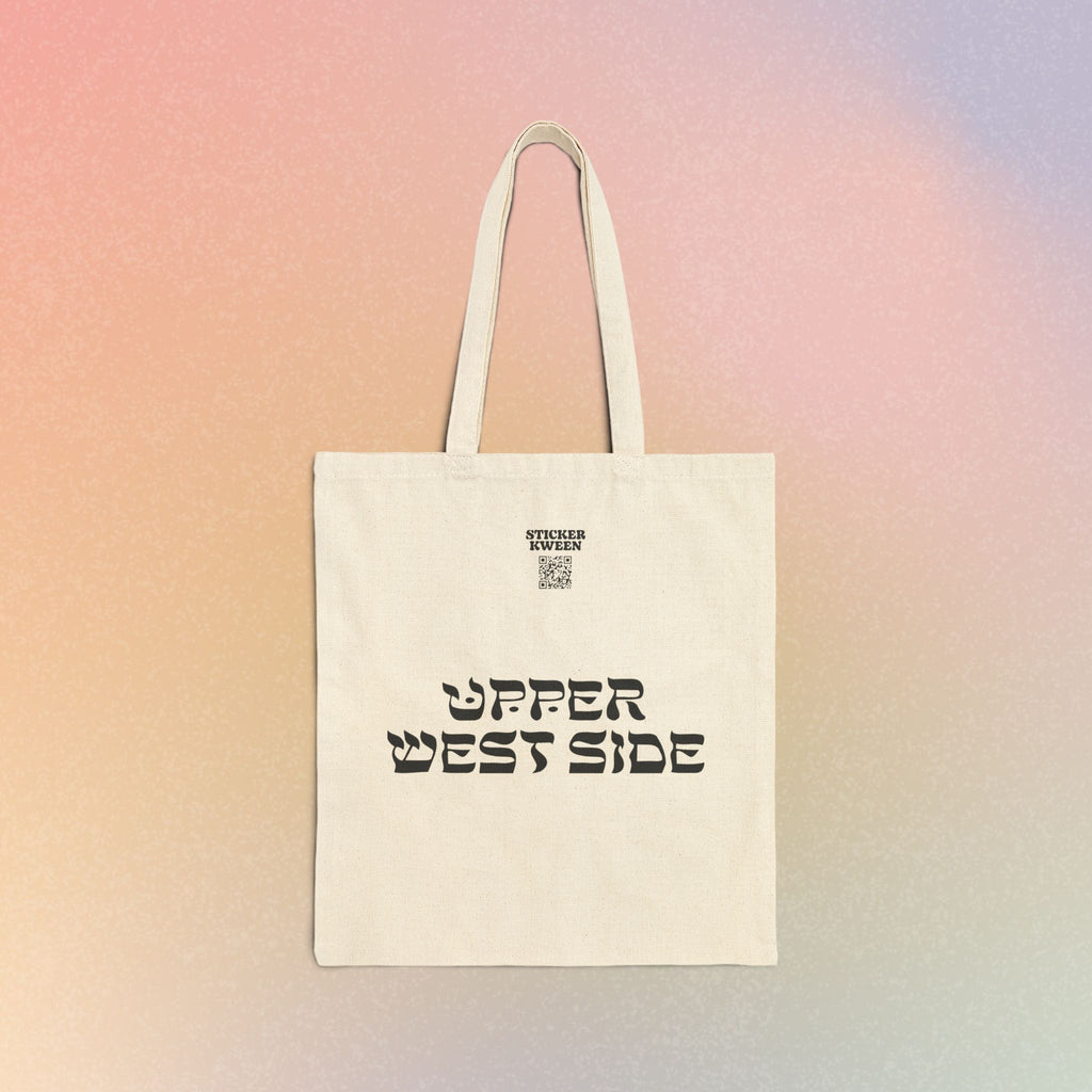 Upper West Side New York Hebrew Style Font Cotton Canvas Tote Bag