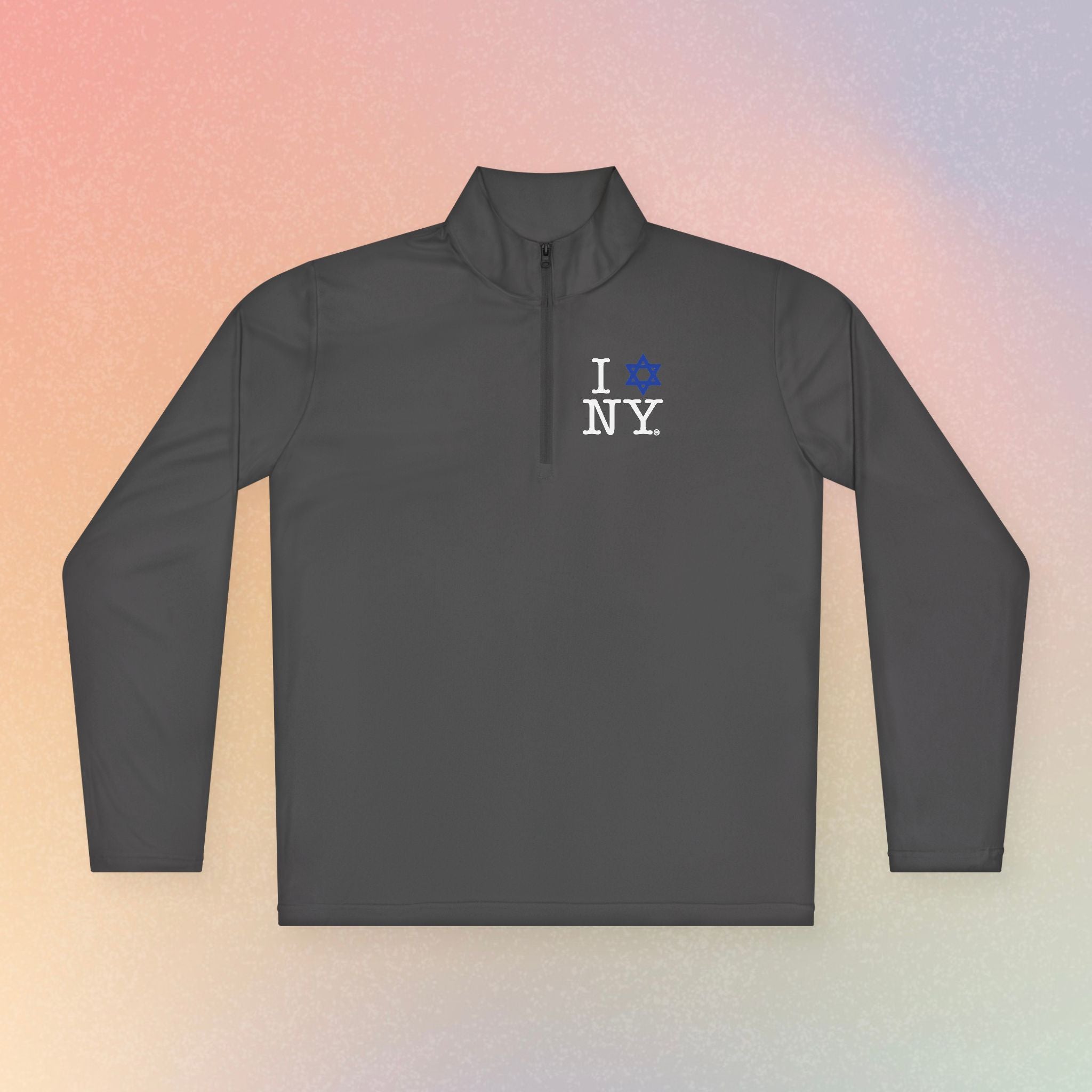 I Love NY Jewish Star Embroidered Quarter-Zip Pullover