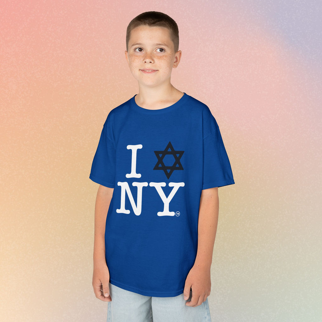 Kids I Jewish Star Love NY T-Shirt — Youth Jewish New York Pride Tee