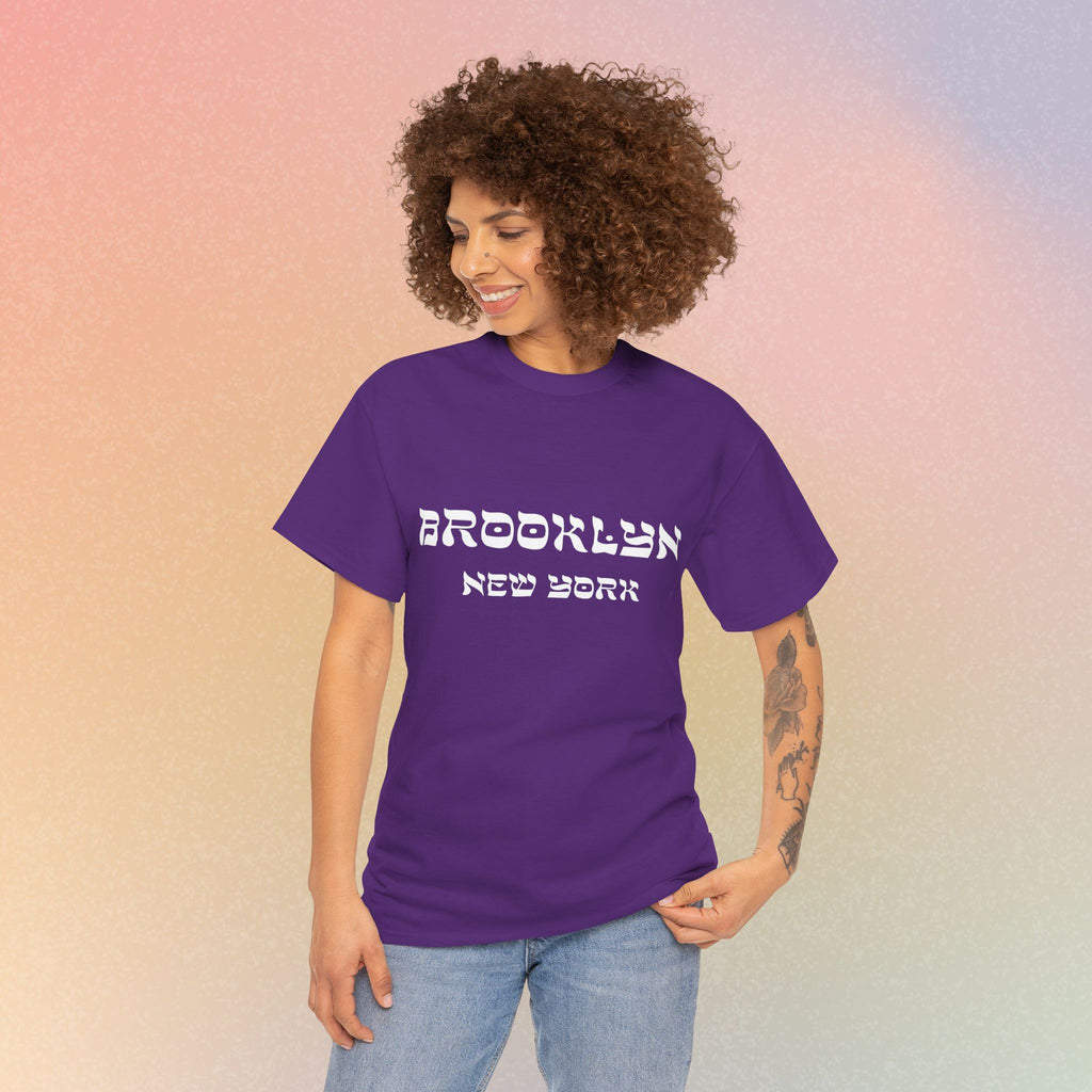 Brooklyn New York Hebrew Script - Unisex Heavy Cotton Tee