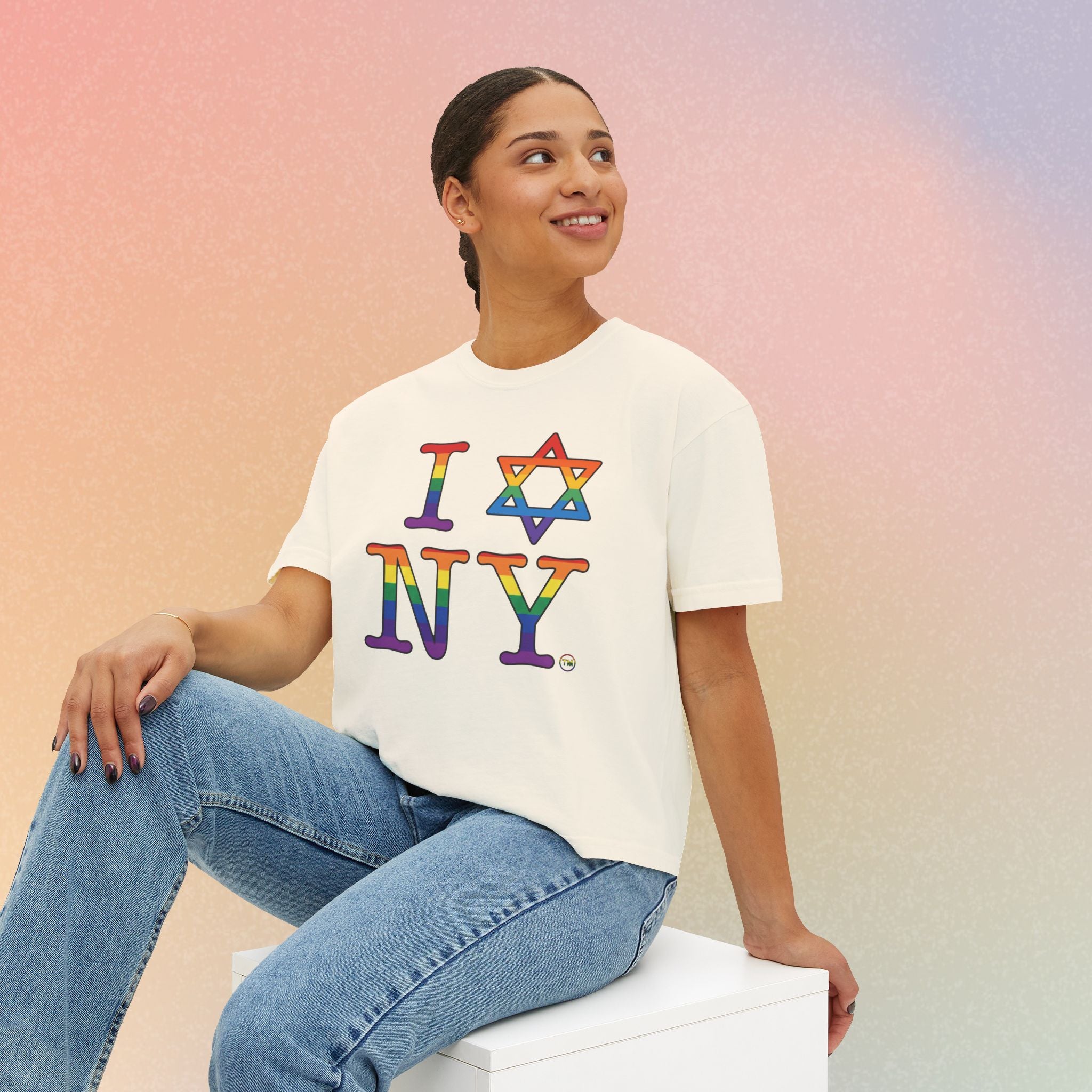 I Love NY Jewish Star LGBTQ Jewish Pride Women's Boxy Tee