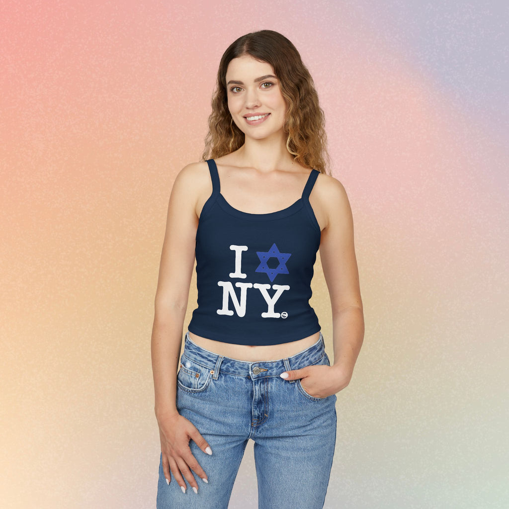 I Love New York Jewish Star Tank Top — Jewish Pride NYC Spaghetti Strap Crop