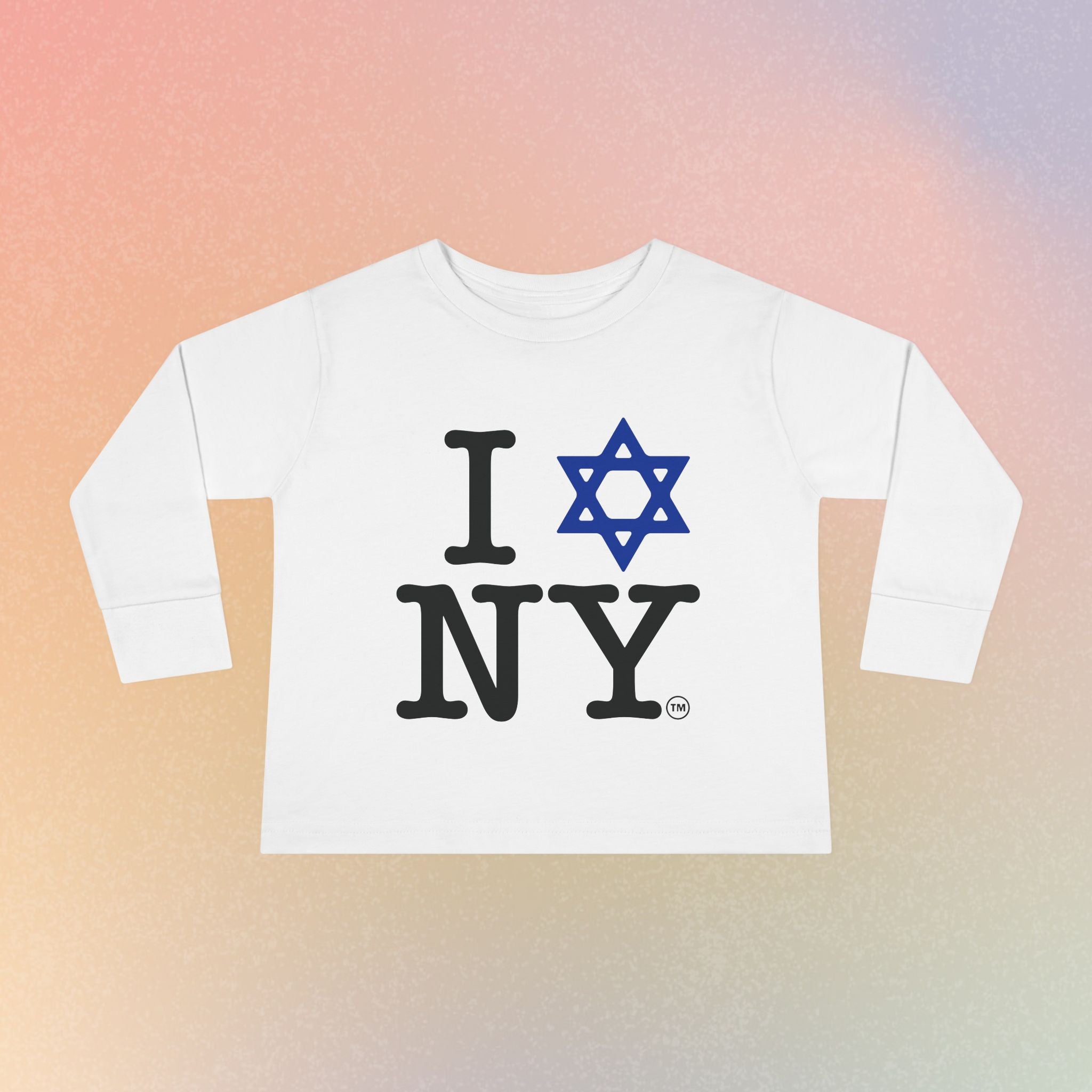 I Love NY Jewish Star Toddler Long Sleeve Tee | Jewish New York Pride Kids Shirt