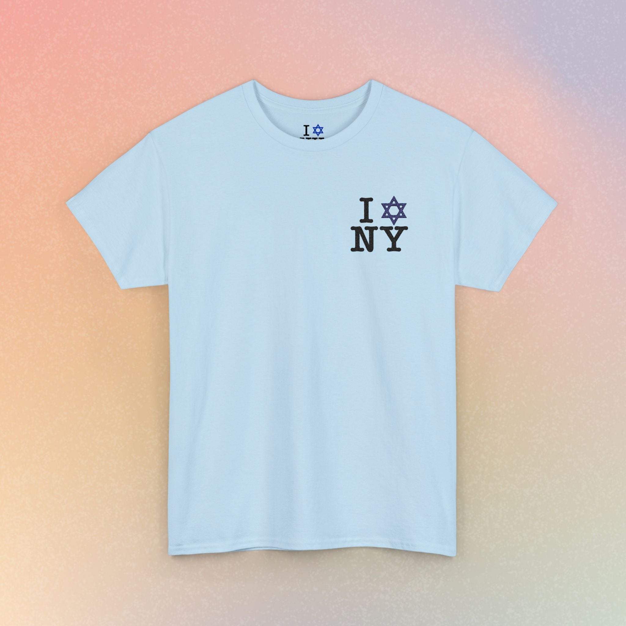 I Love NY Jewish Star Embroidered T-Shirt (Light Colors) | Jewish New York Tee