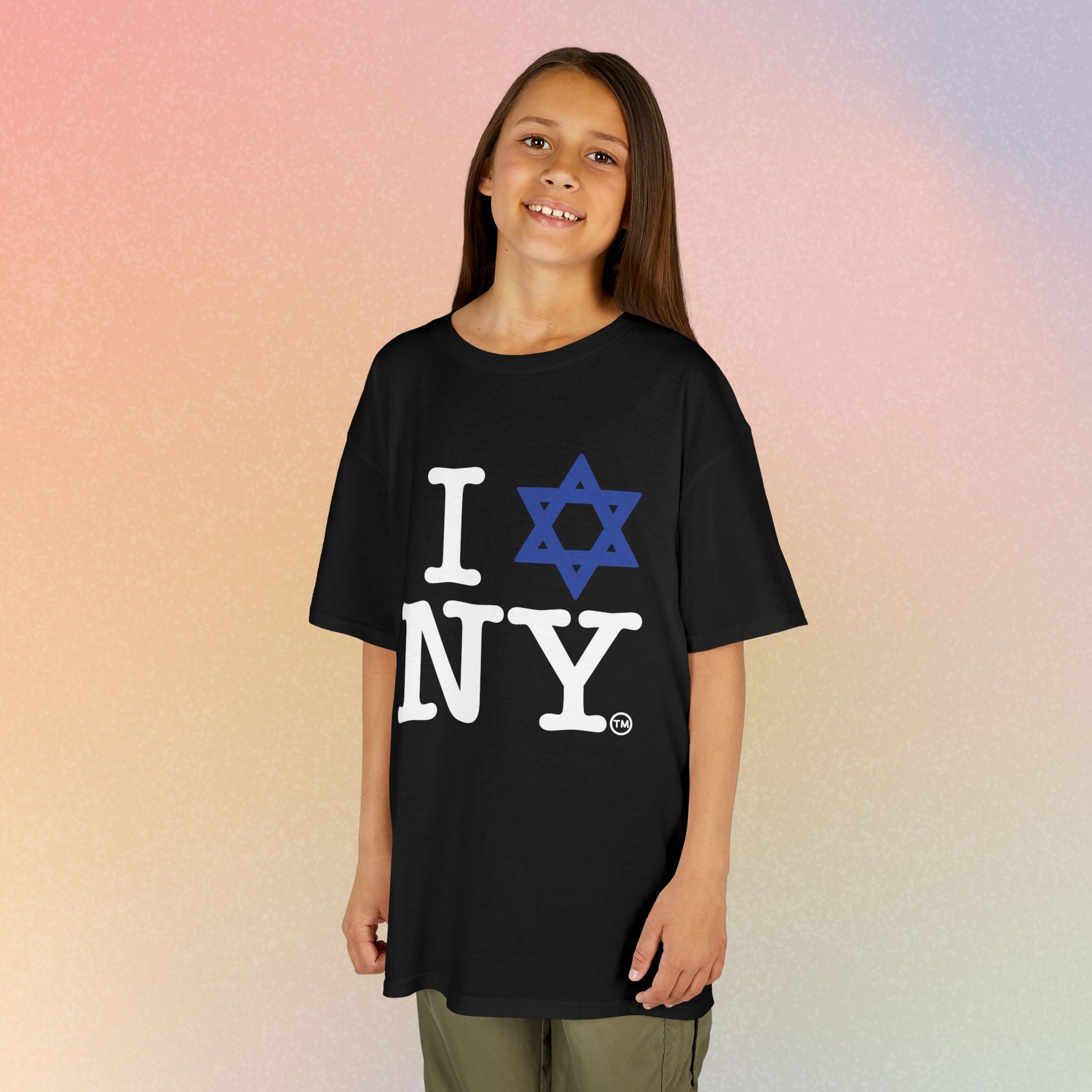 Kids I Jewish Star Love NY T-Shirt — Youth Jewish New York Pride Tee