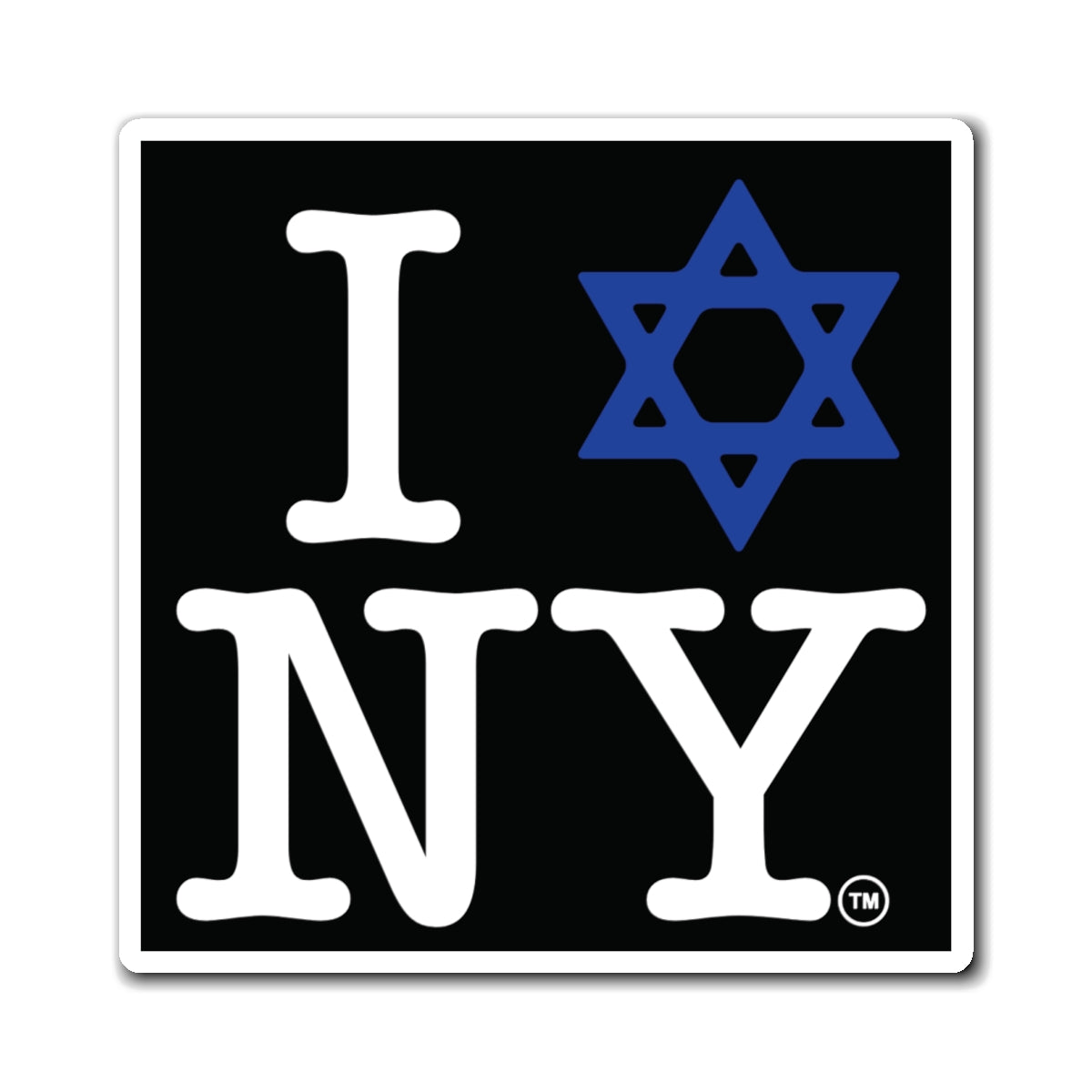 I Love NY Jewish Star Magnet — Jewish New York Fridge Magnet in Black (3 Sizes)