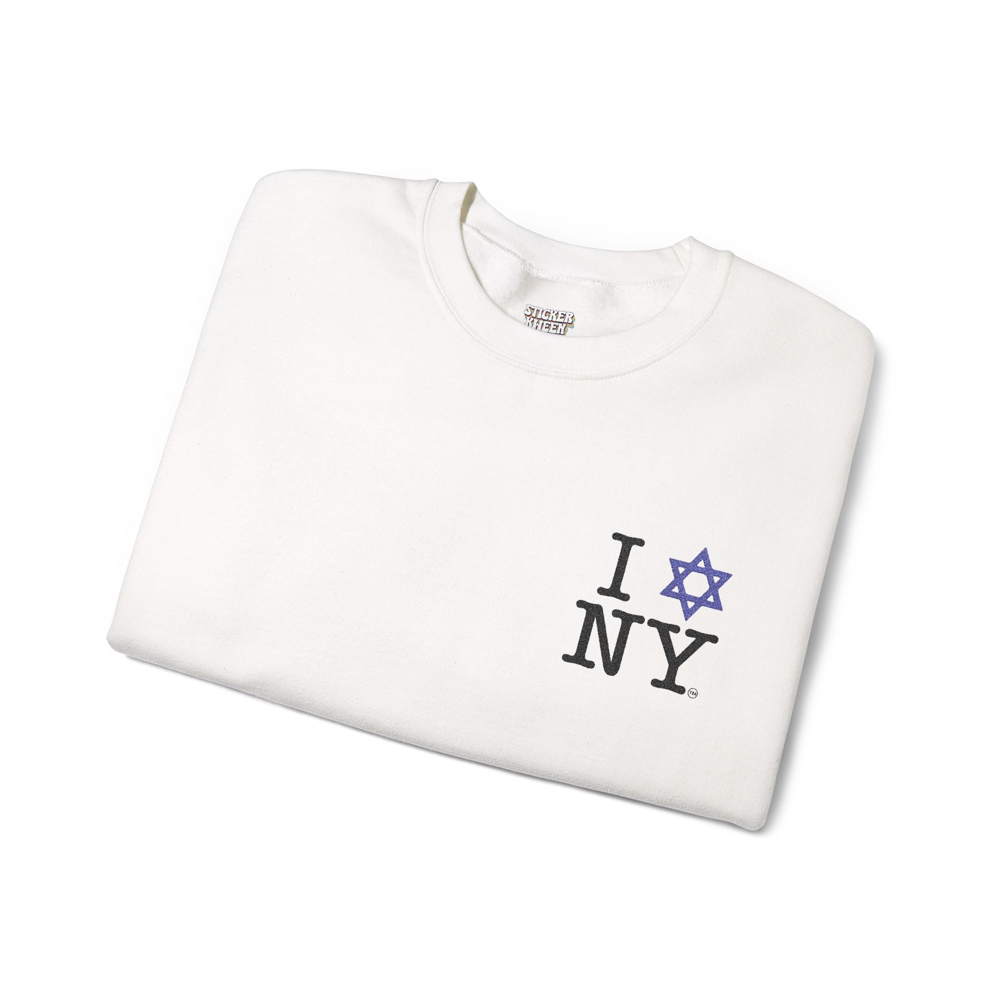 Embroidered I Love NY Jewish Star Crewneck Sweatshirt