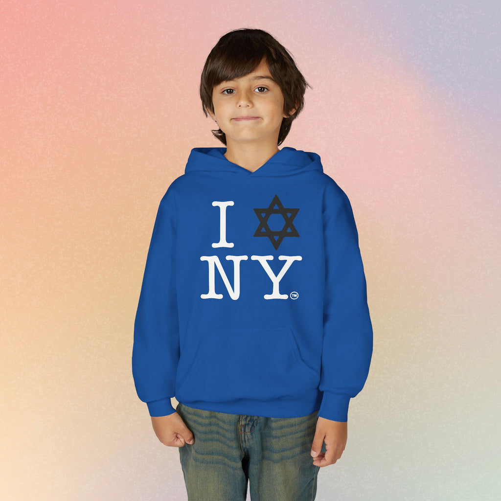 Youth Size I Love NY Jewish Star Hoodie | Jewish New York Pride Sweatshirt