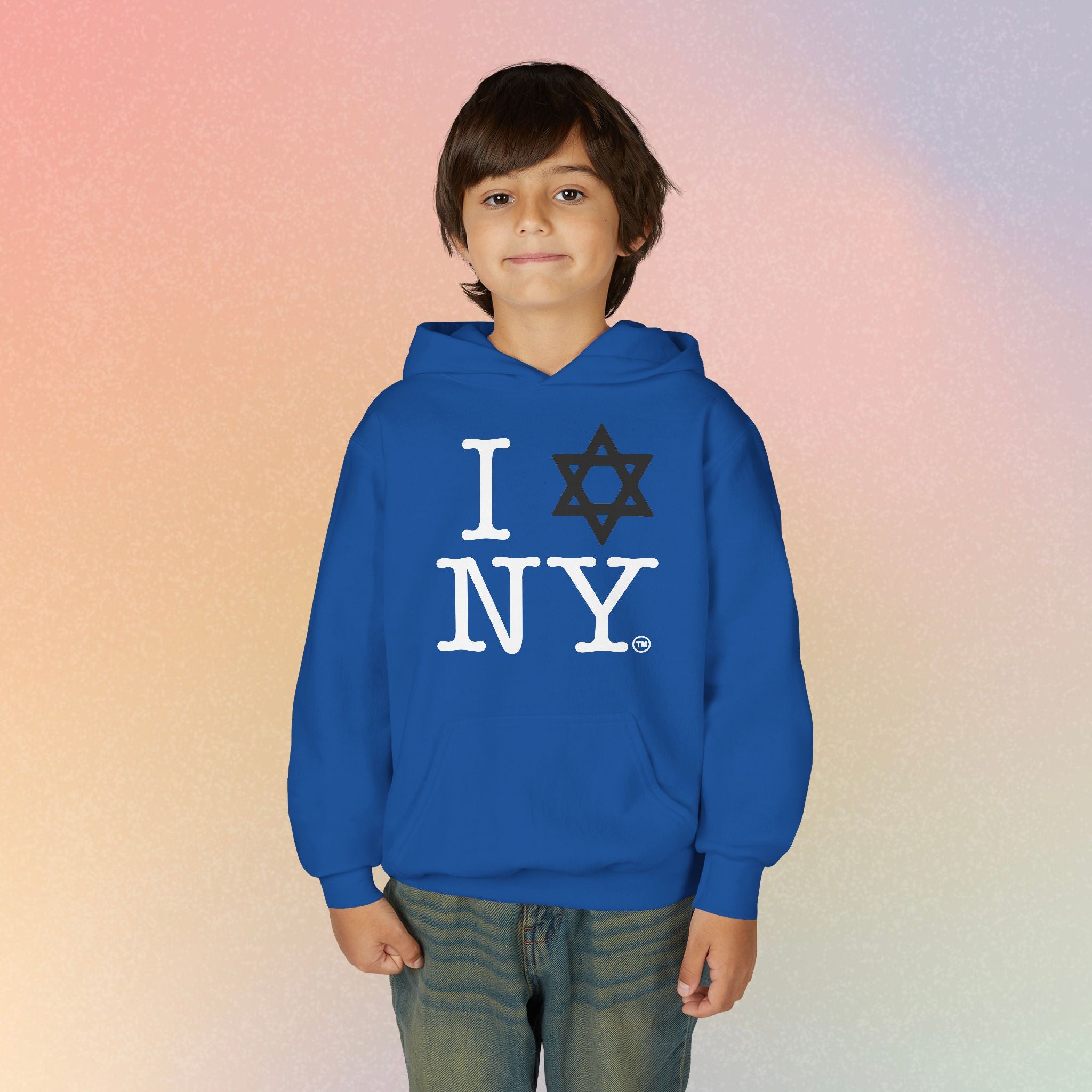 Youth Size I Love NY Jewish Star Hoodie | Jewish New York Pride Sweatshirt