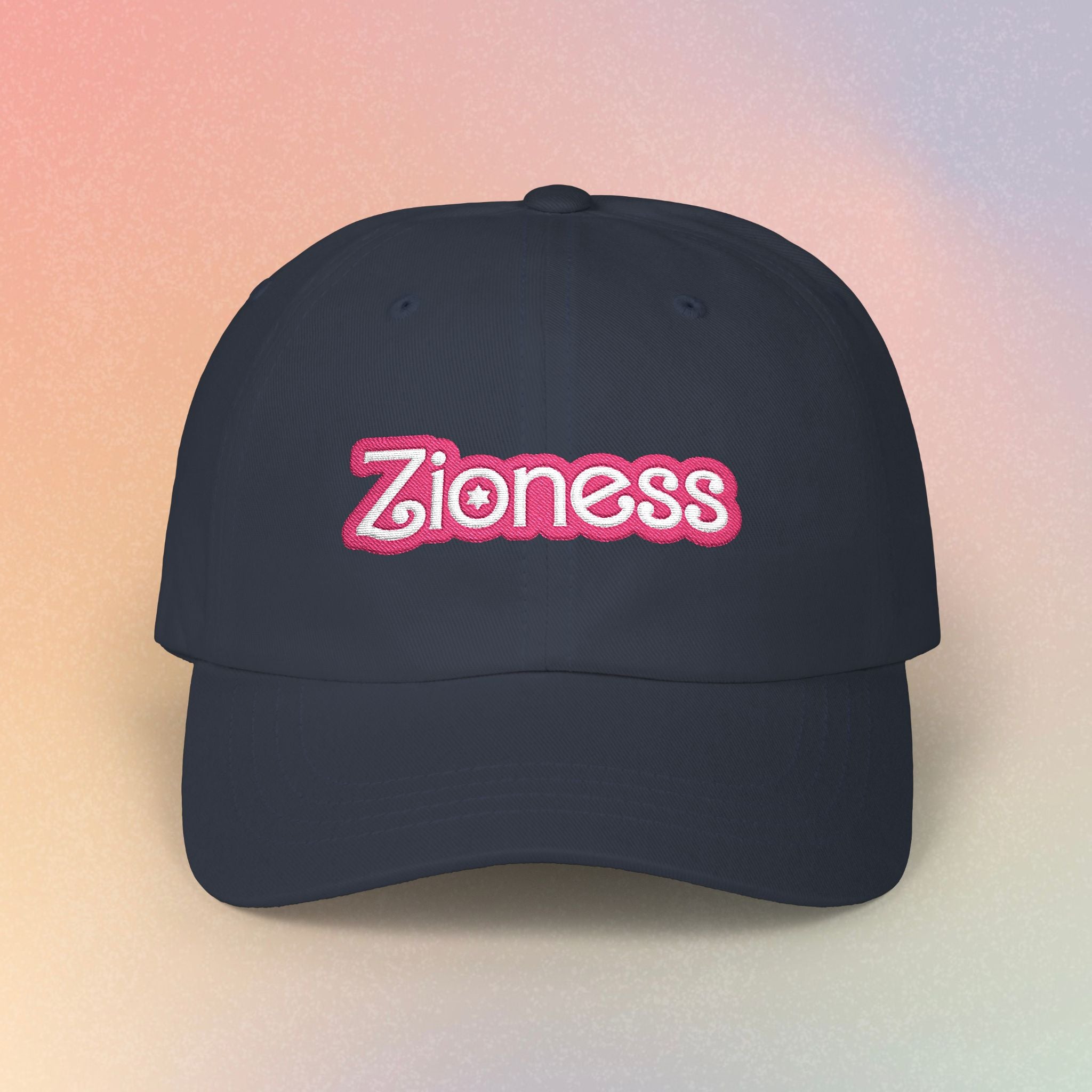 Zioness Embroidered Baseball Cap – Pink Barbie Font Jewish Pride Baseball Hat