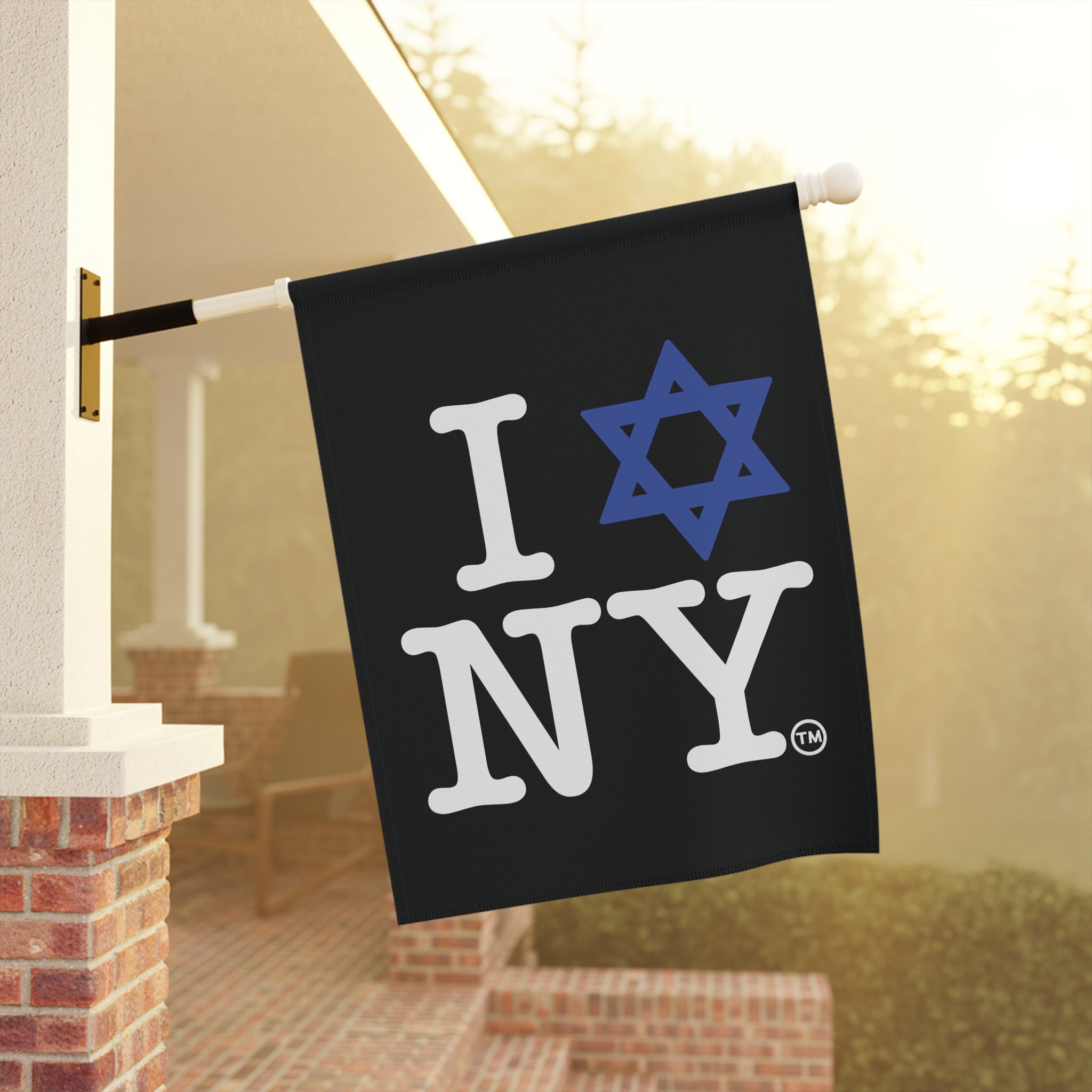 I Love New York Jewish Star Garden & House Banner in Black