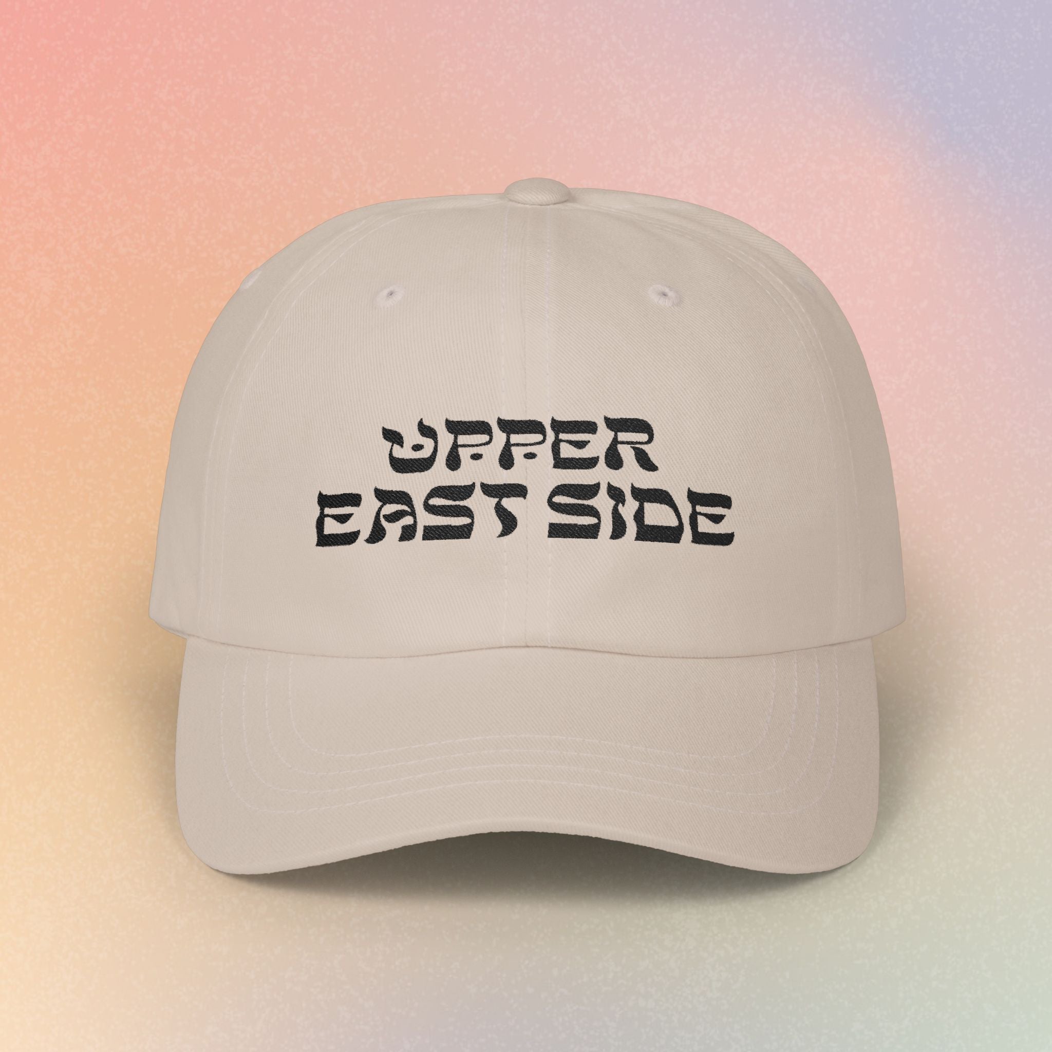 Upper East Side Hebrew Font Baseball Cap | NYC Jewish Pride (Light Colors)