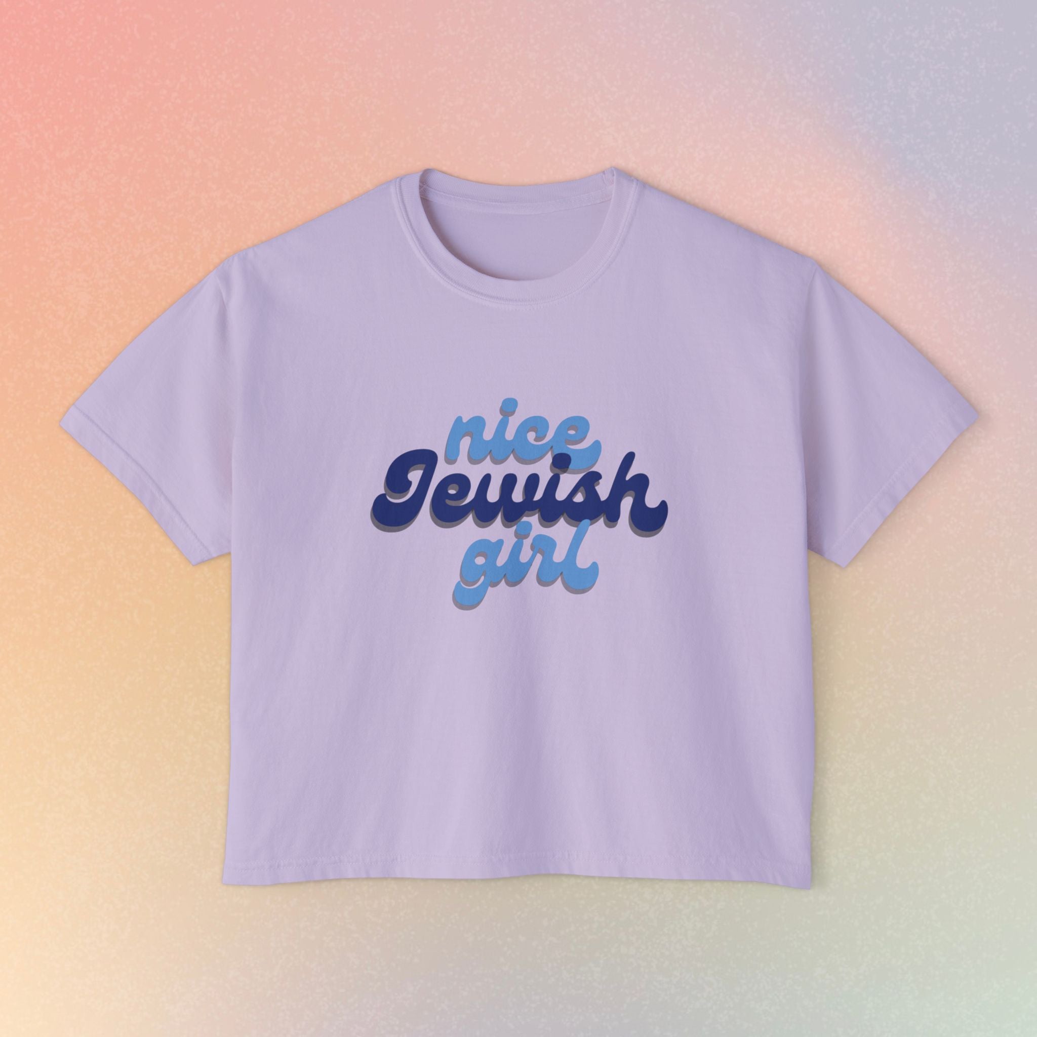 Nice Jewish Girl Tee | White Boxy T-Shirt, Retro Script Design