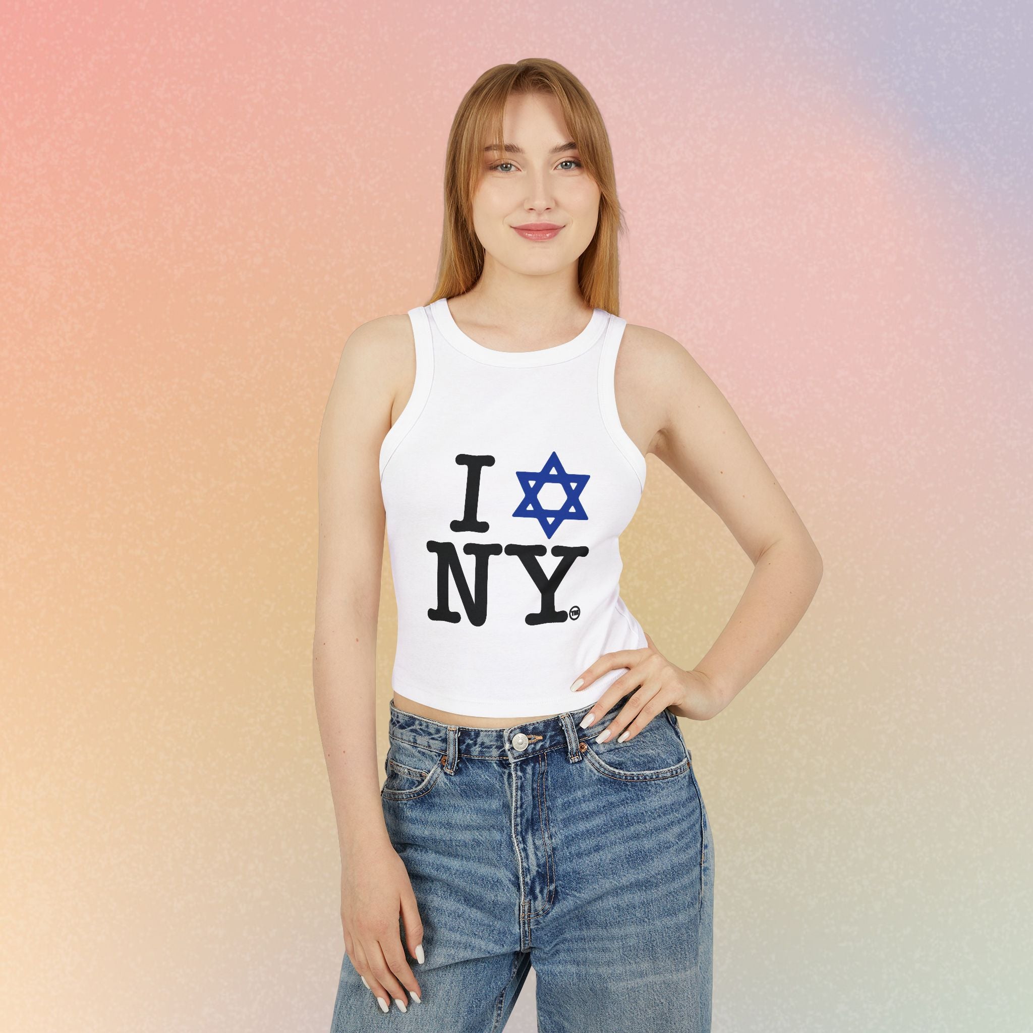 I Love New York Jewish Star Women's Micro Rib Racer Tank Top | New York Jewish Pride