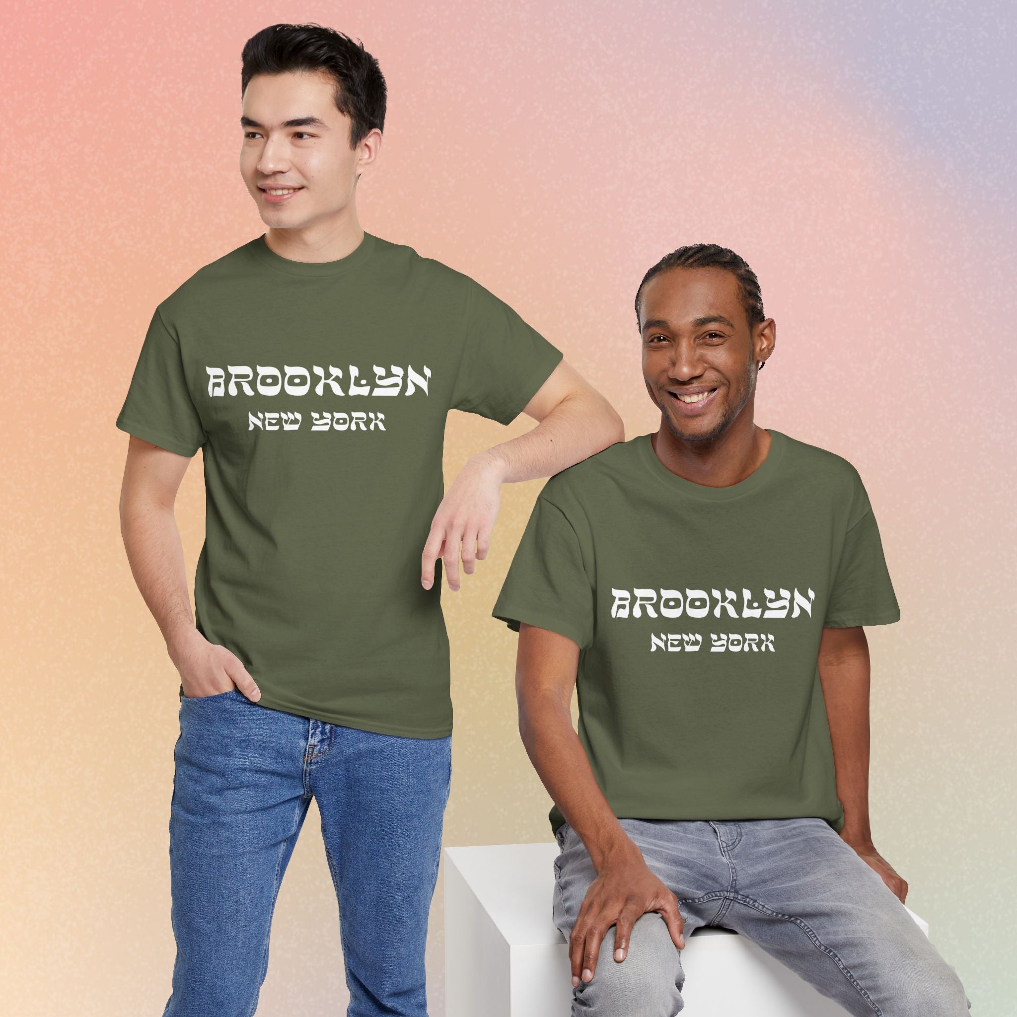 Brooklyn New York Hebrew Script - Unisex Heavy Cotton Tee