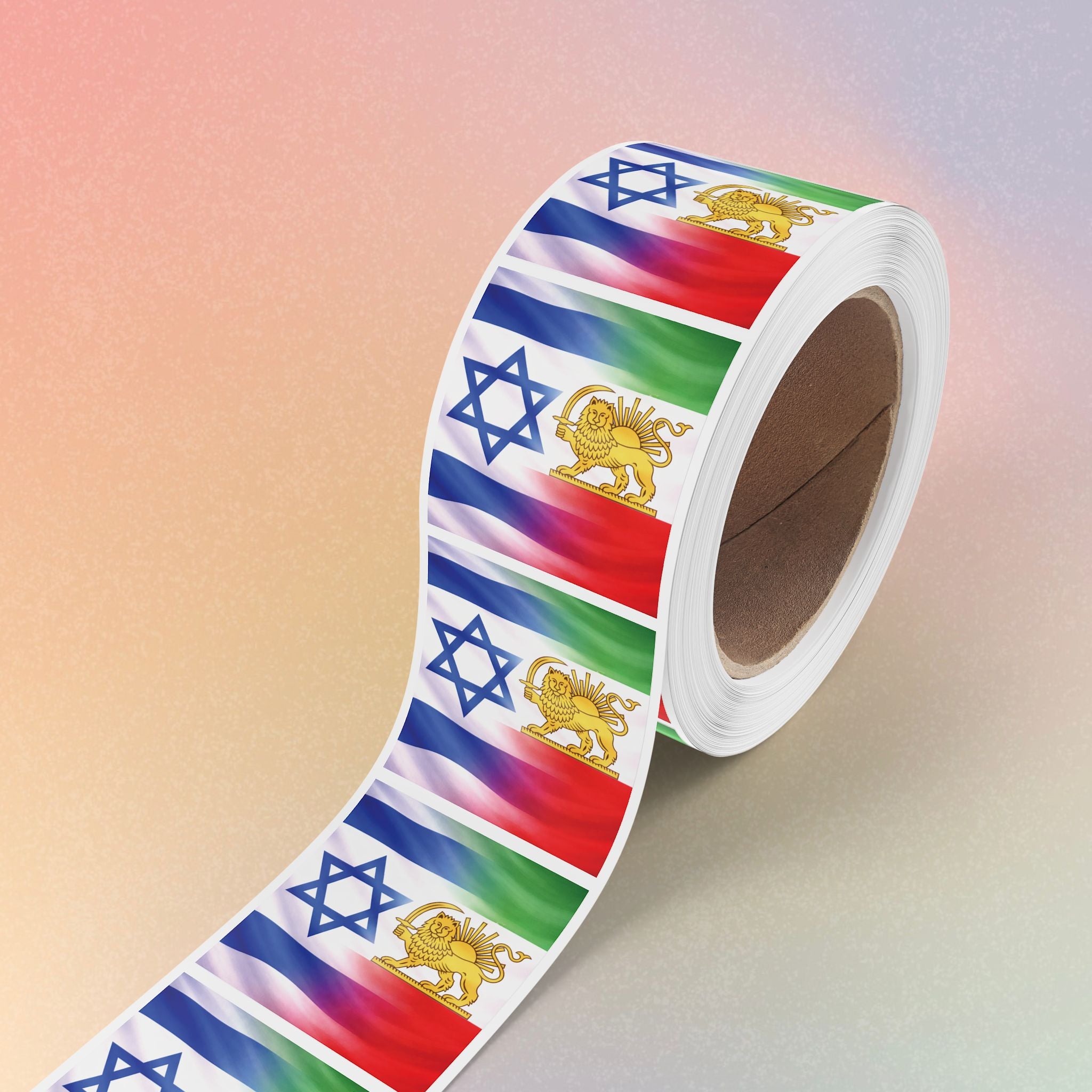 Persian and Israeli Flag Sticker Square Rolls