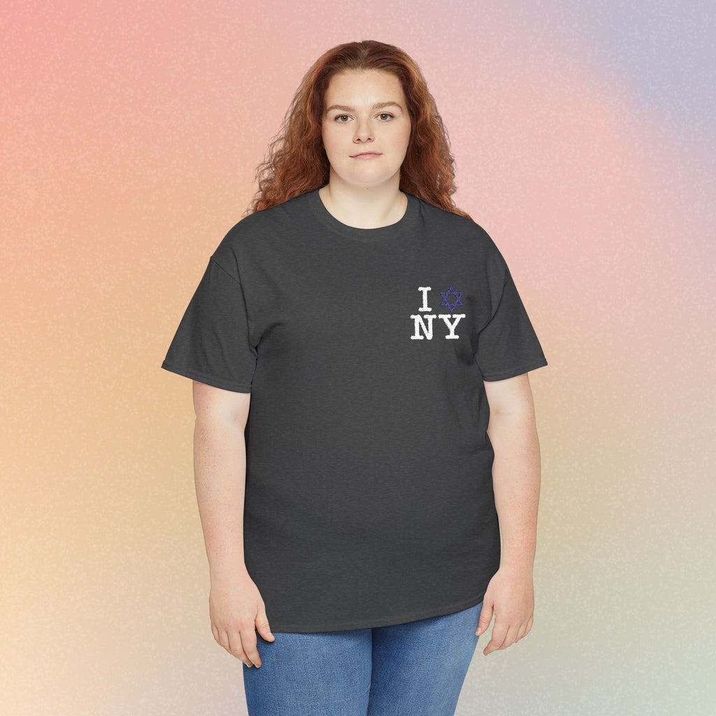 I Love NY Jewish Star Embroidered T-Shirt (Dark Colors) — Jewish NYC Pride