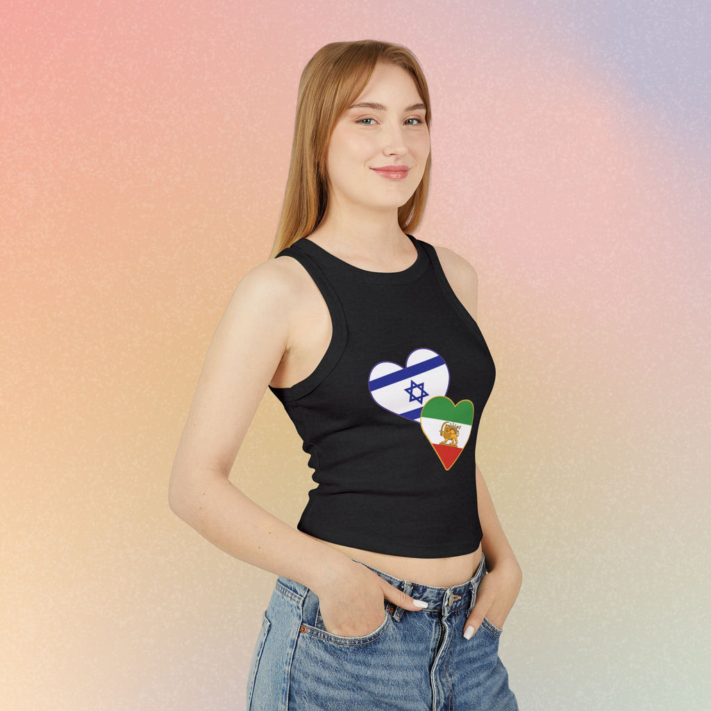 Persian Israeli Flag Hearts Women's Tank Top | Dual Flag Love Racerback