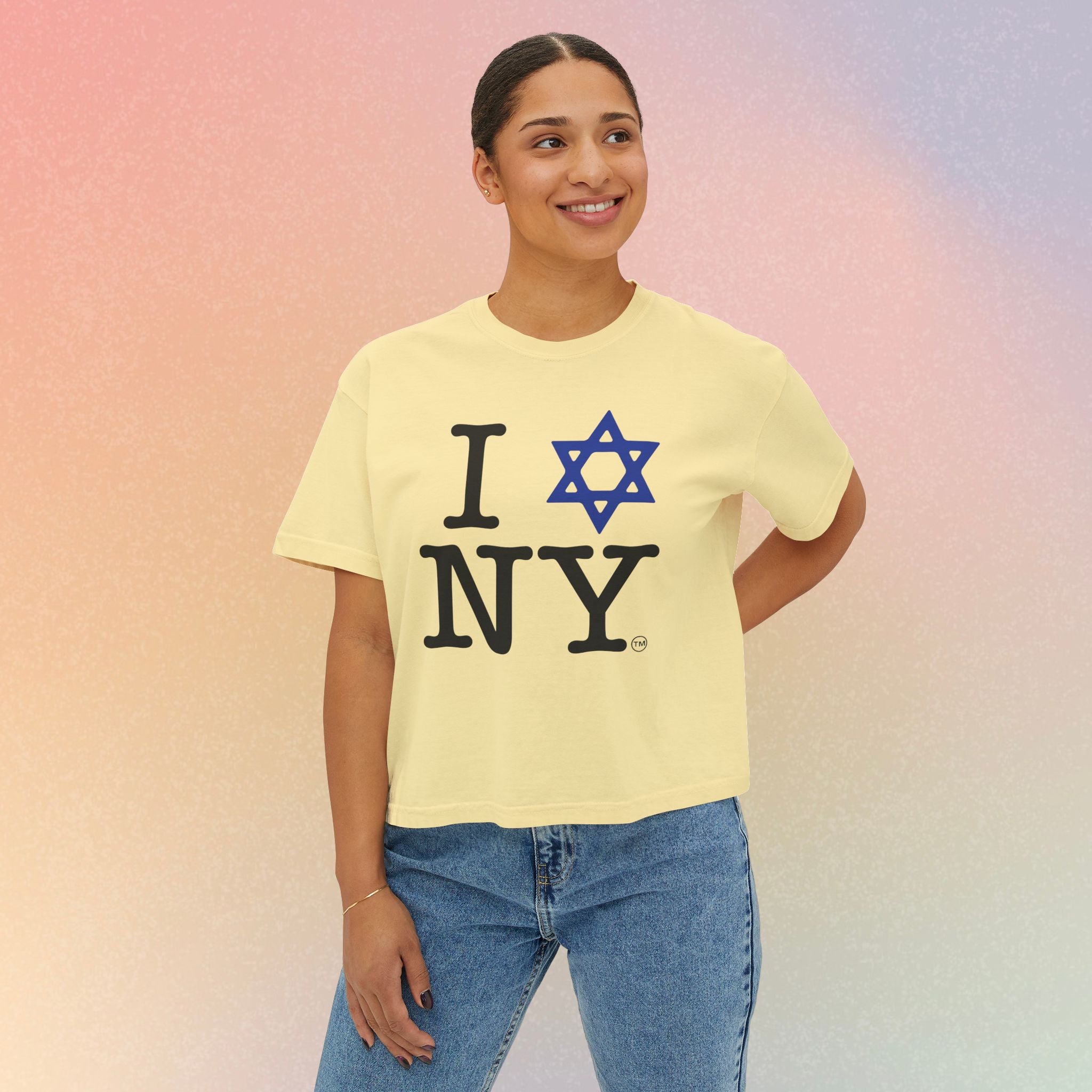 I Love NY Jewish Star Women's Boxy Tee — Jewish New York Pride T‑Shirt
