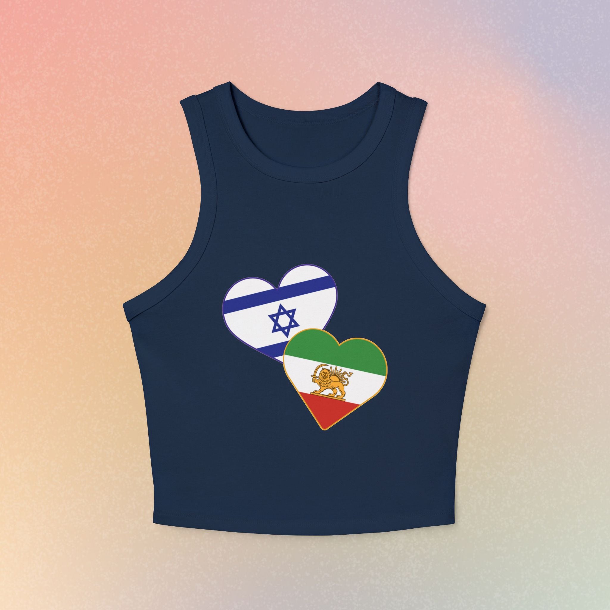 Persian Israeli Flag Hearts Women's Tank Top | Dual Flag Love Racerback