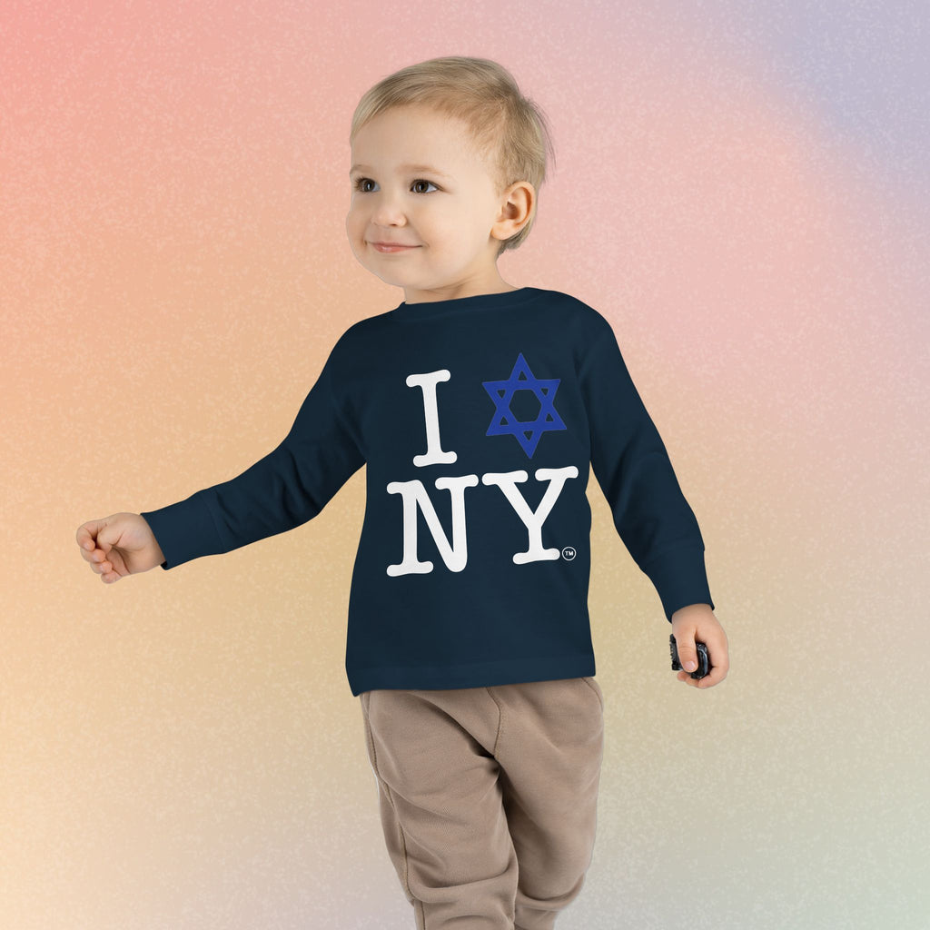 I Love NY Jewish Star Toddler Long Sleeve Tee | Jewish New York Pride Kids Shirt