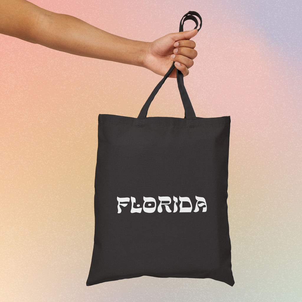 Florida Hebrew Style Font Cotton Canvas Tote Bag - FL Jewish Pride