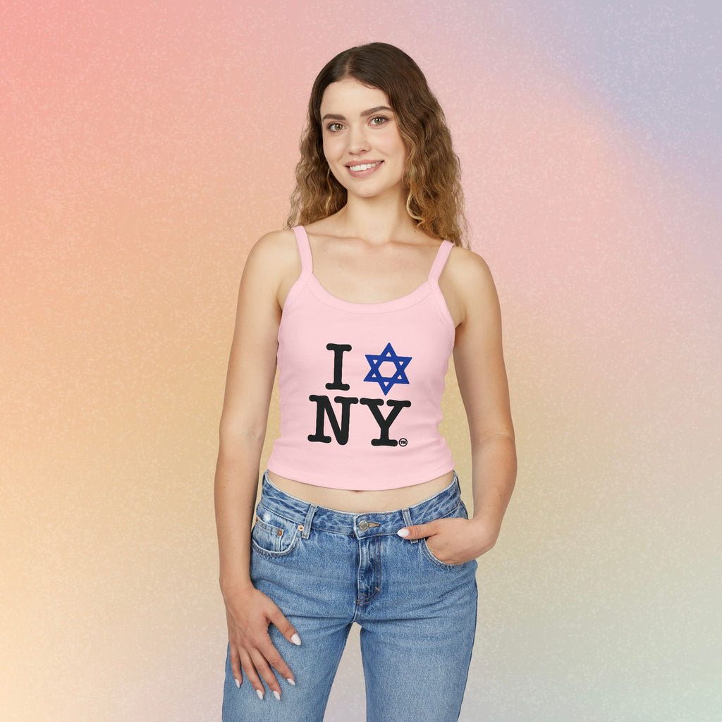 I Love New York Jewish Star Tank Top — Jewish Pride NYC Spaghetti Strap Crop