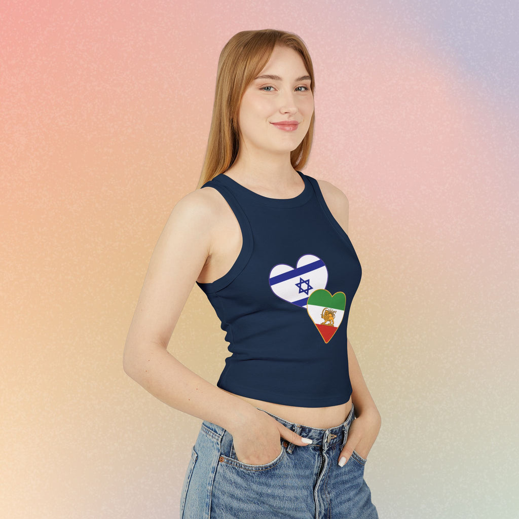 Persian Israeli Flag Hearts Women's Tank Top | Dual Flag Love Racerback